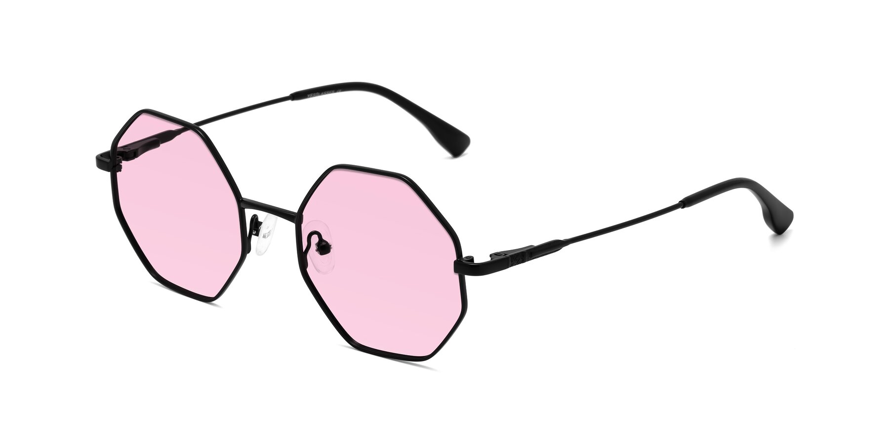 Angle of Fall in Black with Light Pink Tinted Lenses