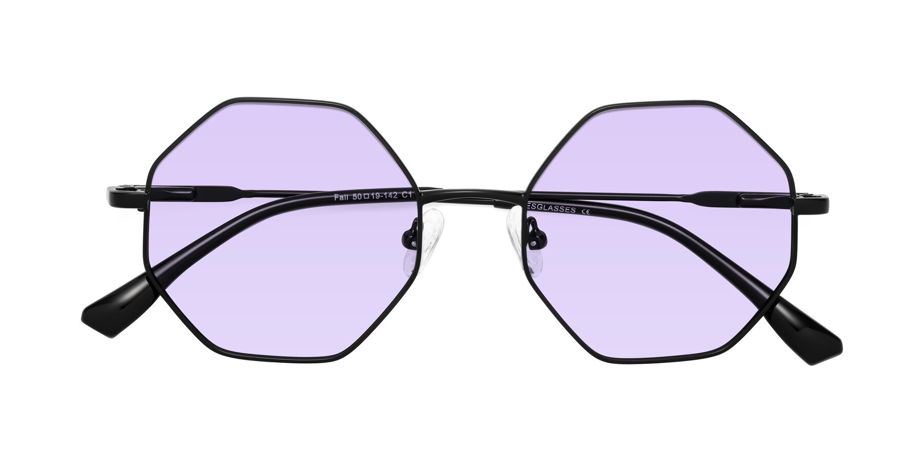 Folded Front of Fall in Black with Light Purple Tinted Lenses