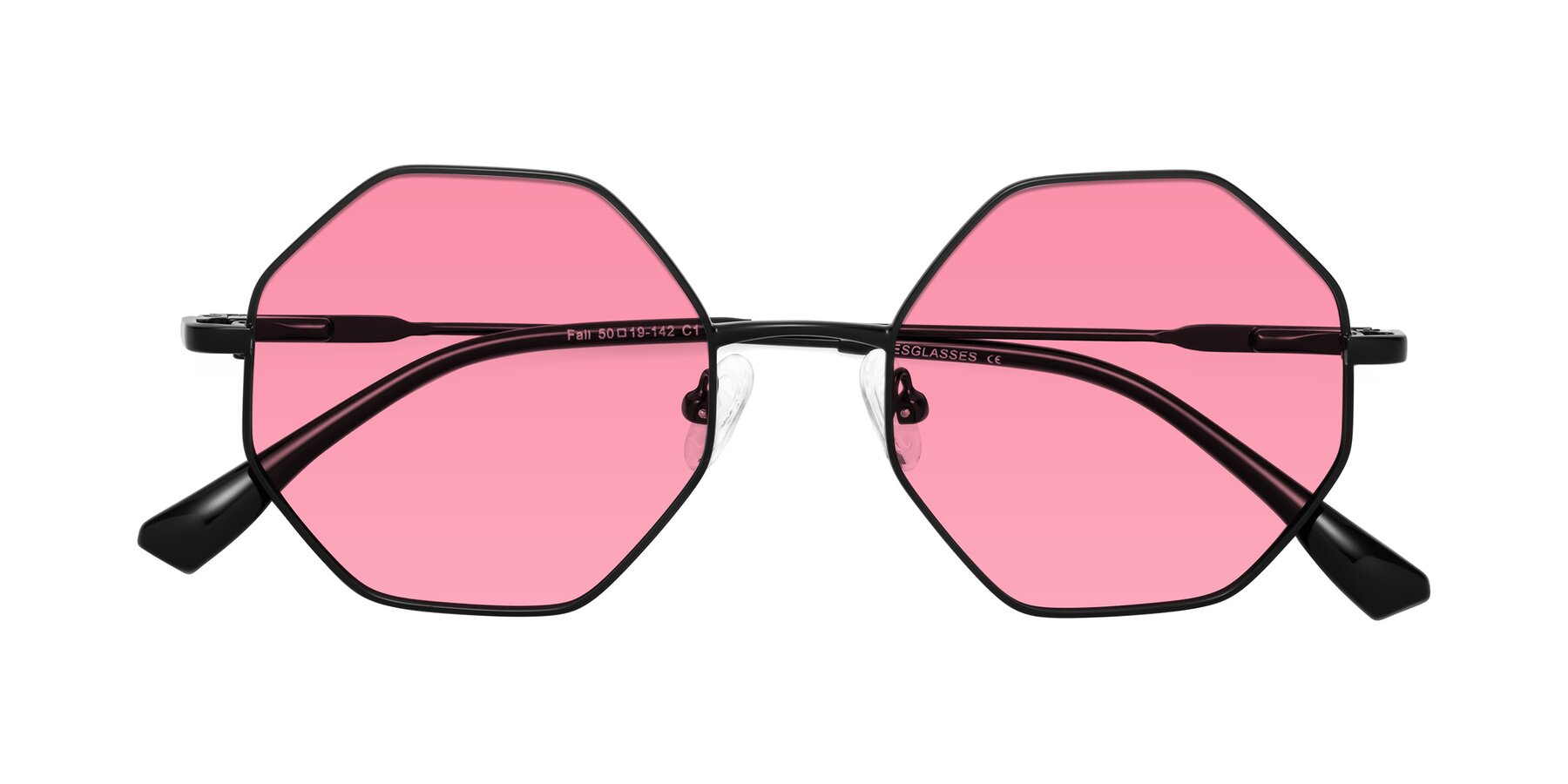 Folded Front of Fall in Black with Pink Tinted Lenses