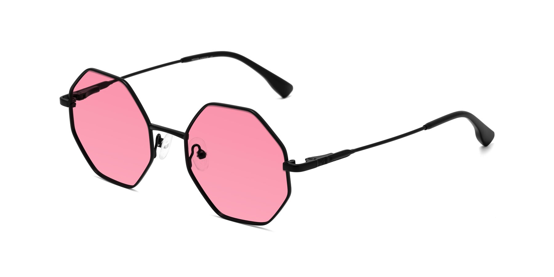 Angle of Fall in Black with Pink Tinted Lenses