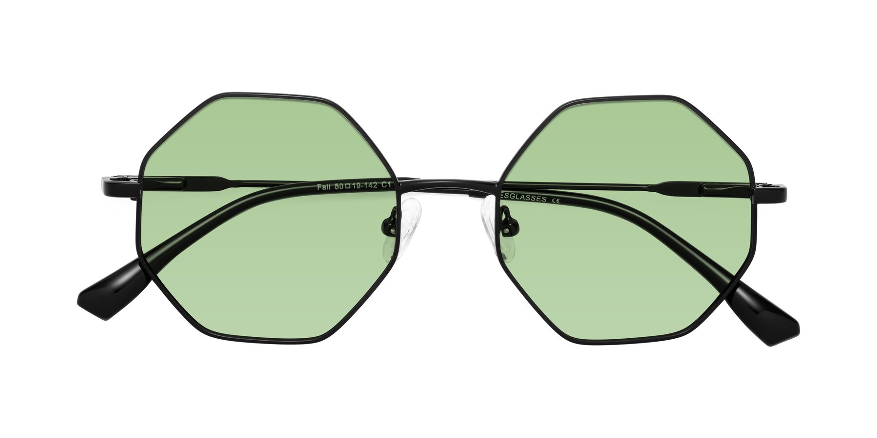 Folded Front of Fall in Black with Medium Green Tinted Lenses