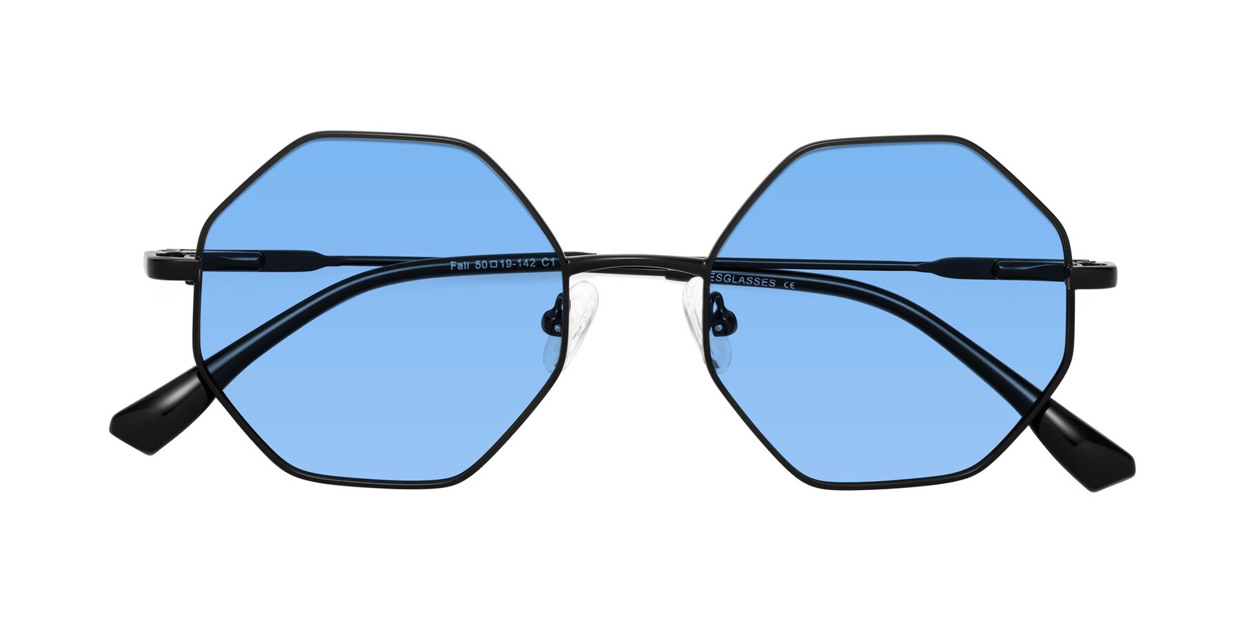 Folded Front of Fall in Black with Medium Blue Tinted Lenses