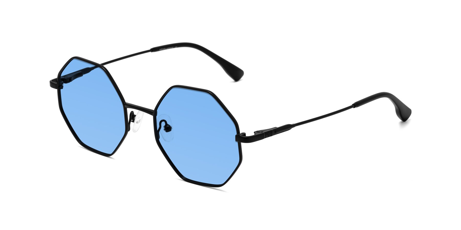 Angle of Fall in Black with Medium Blue Tinted Lenses