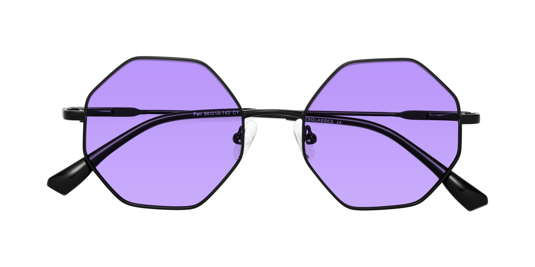 Folded Front of Fall in Black with Medium Purple Tinted Lenses