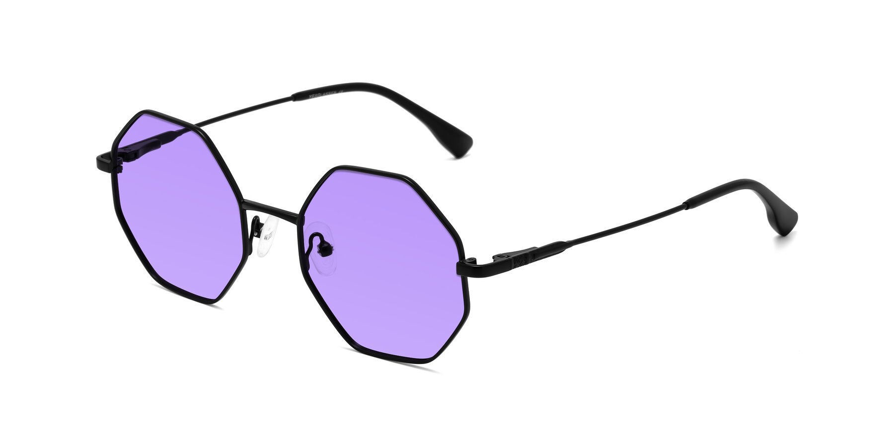 Angle of Fall in Black with Medium Purple Tinted Lenses