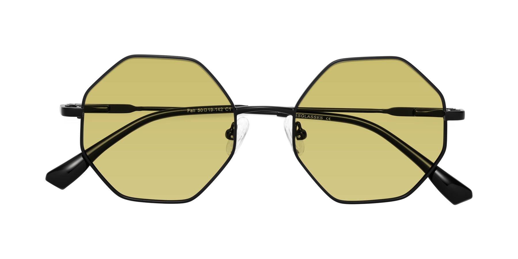 Folded Front of Fall in Black with Medium Champagne Tinted Lenses