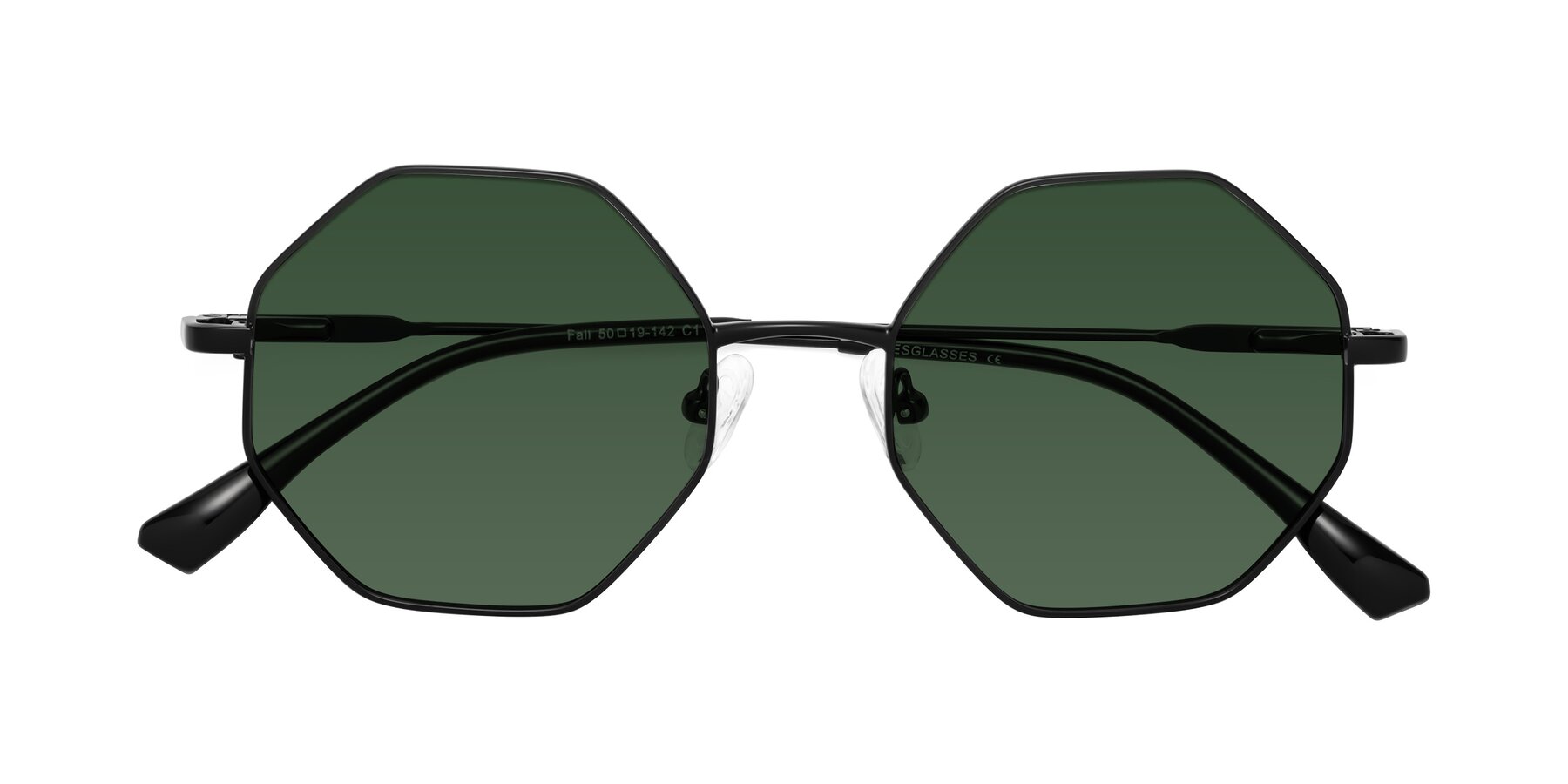 Folded Front of Fall in Black with Green Tinted Lenses