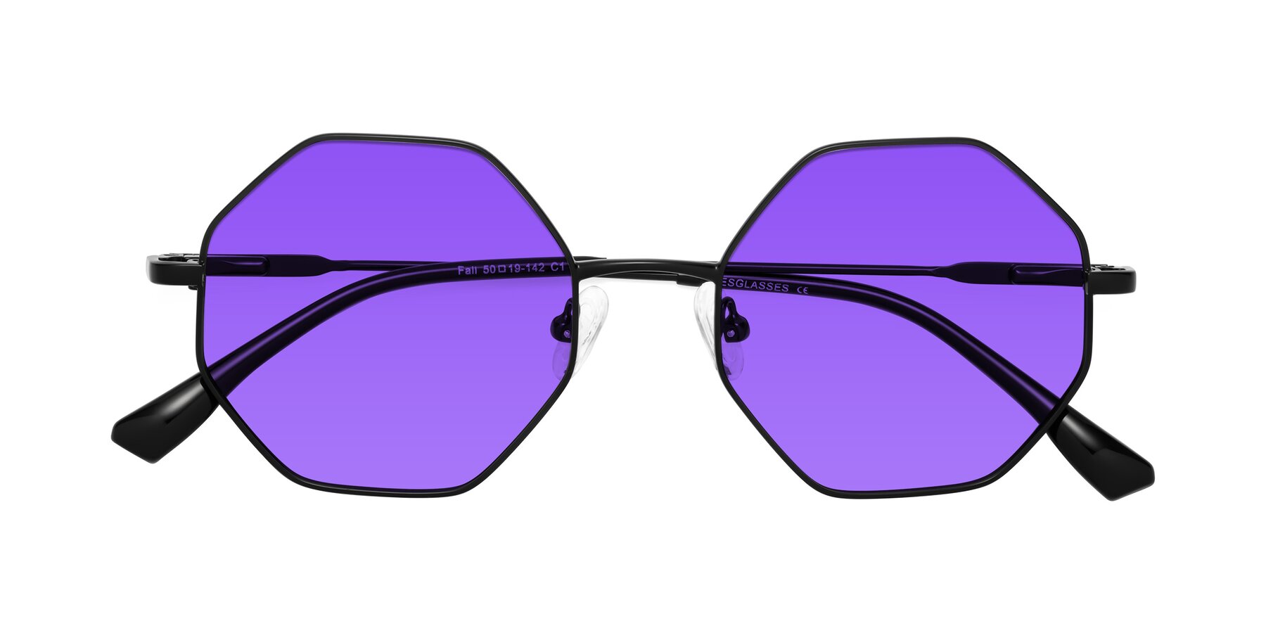 Folded Front of Fall in Black with Purple Tinted Lenses