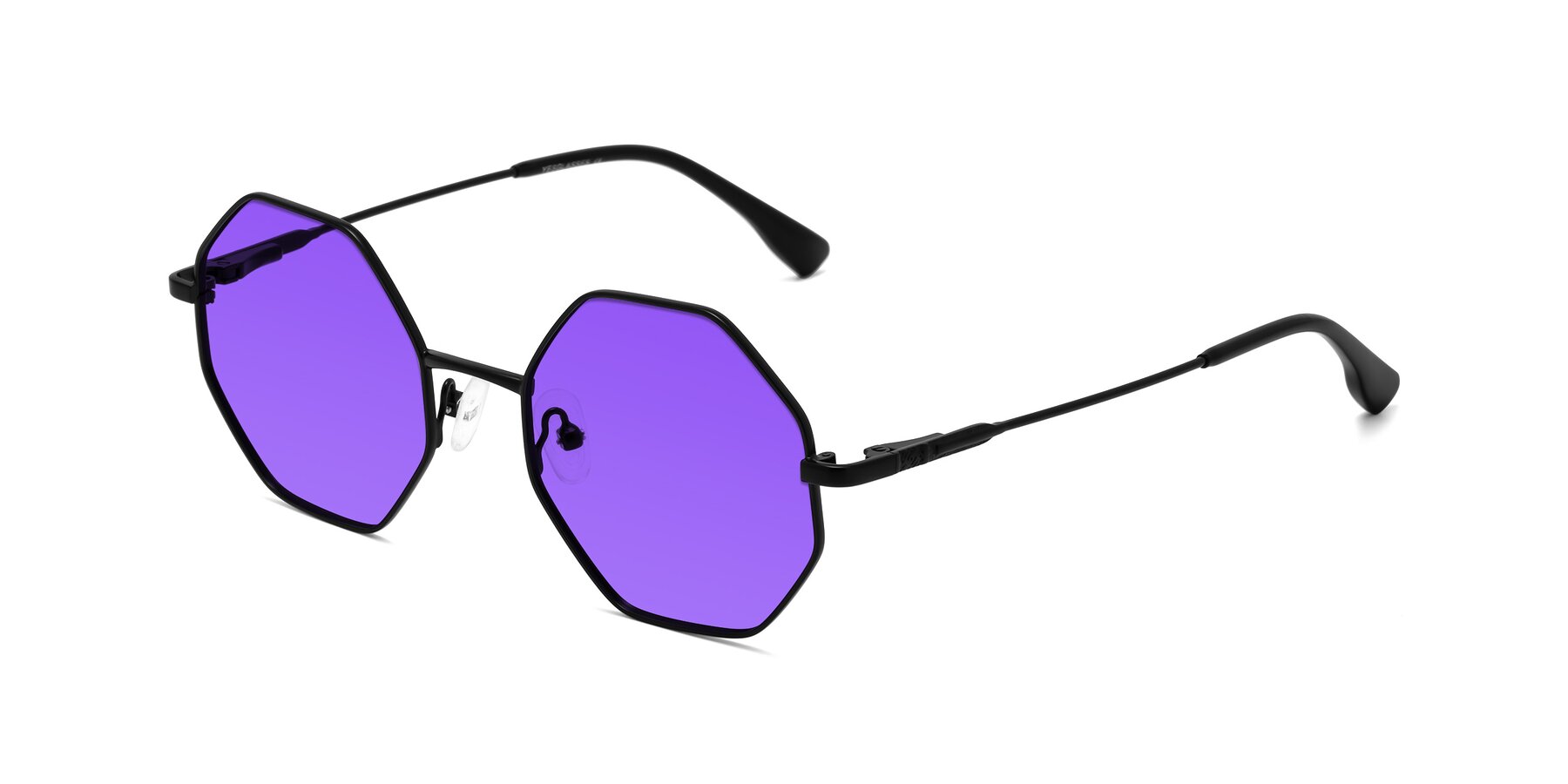 Angle of Fall in Black with Purple Tinted Lenses