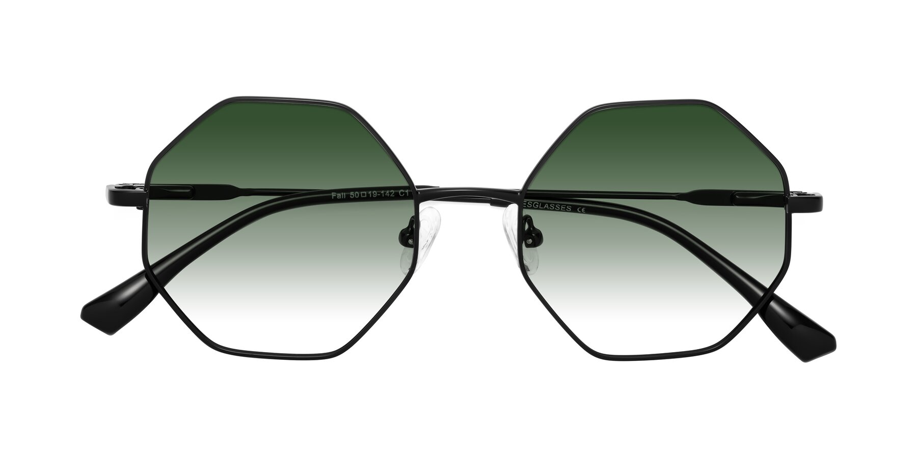 Folded Front of Fall in Black with Green Gradient Lenses