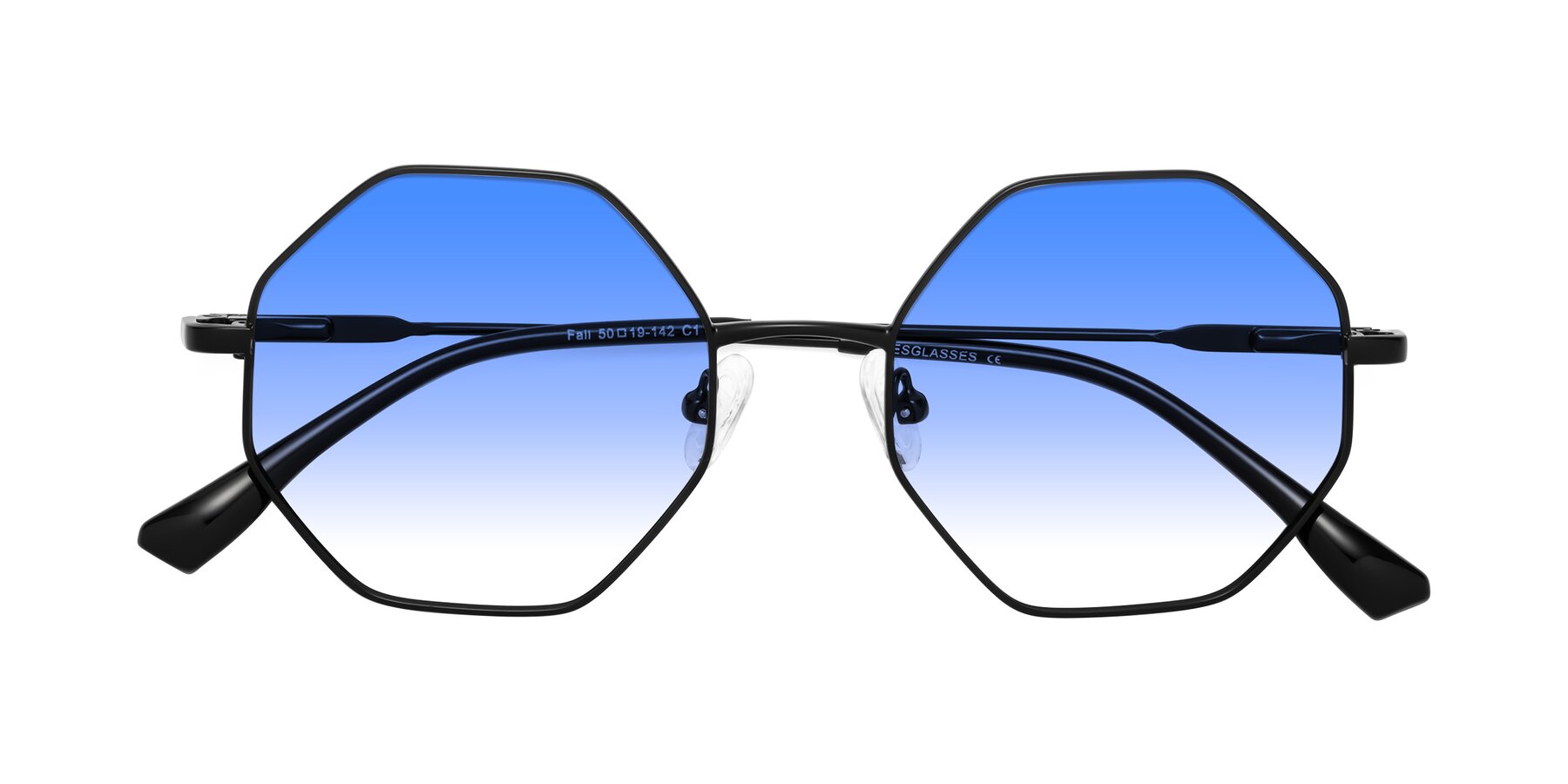 Folded Front of Fall in Black with Blue Gradient Lenses