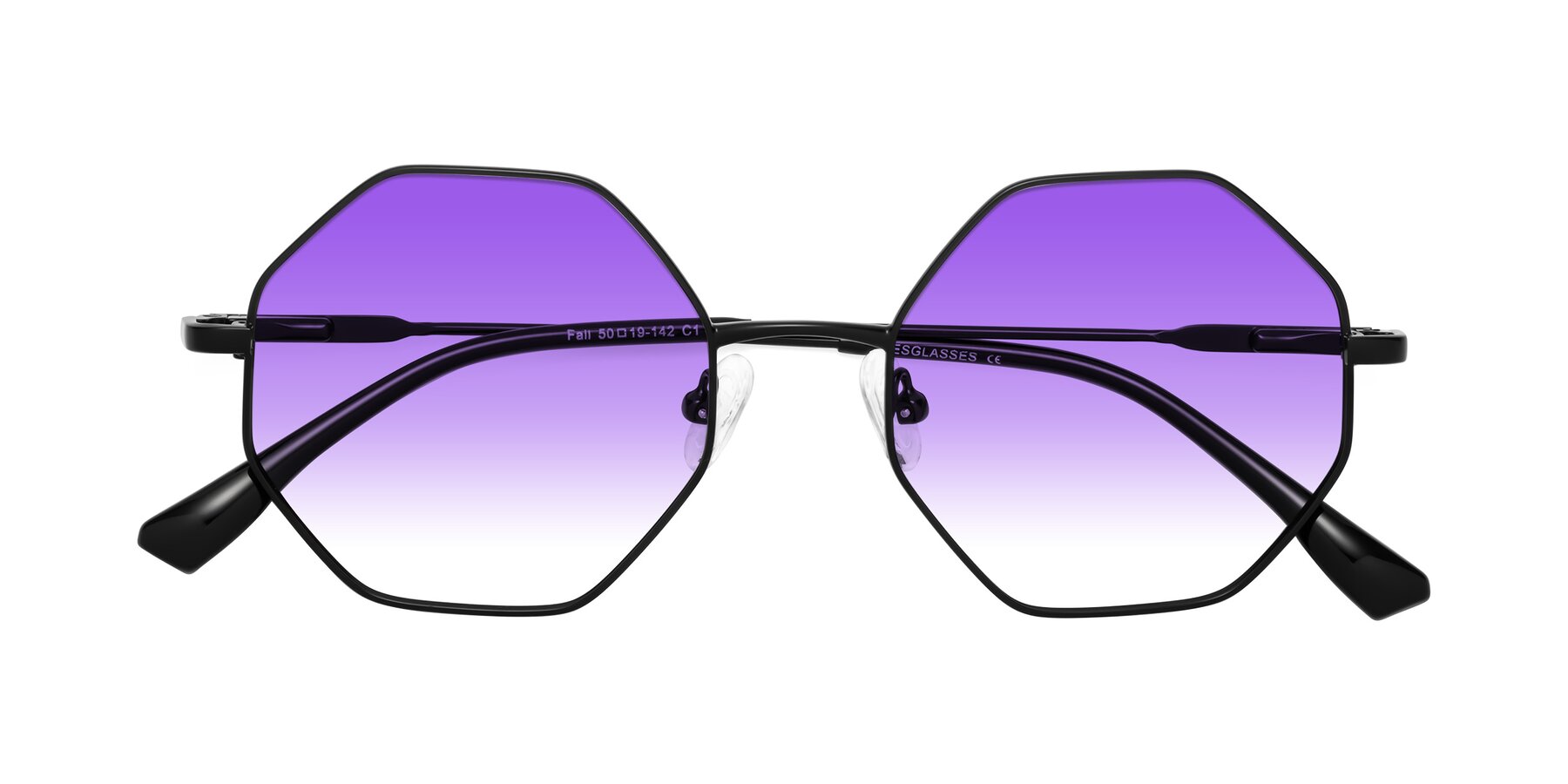 Folded Front of Fall in Black with Purple Gradient Lenses