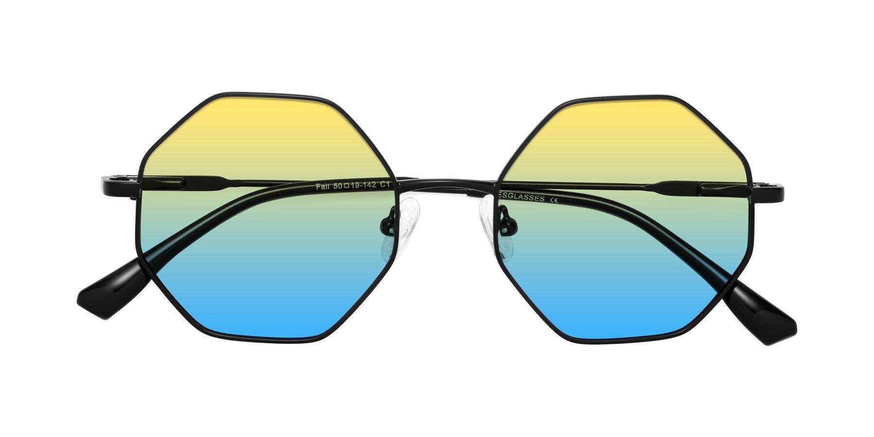 Folded Front of Fall in Black with Yellow / Blue Gradient Lenses