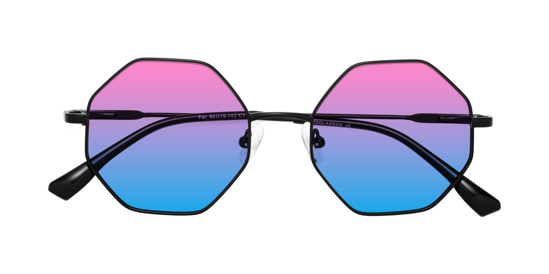 Folded Front of Fall in Black with Pink / Blue Gradient Lenses