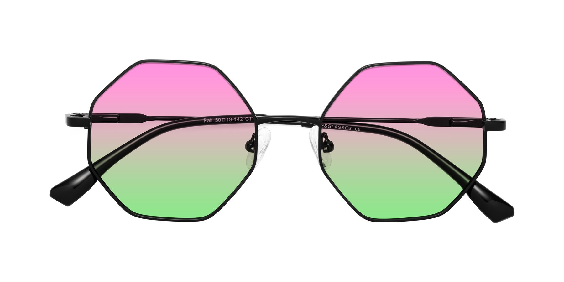 Folded Front of Fall in Black with Pink / Green Gradient Lenses