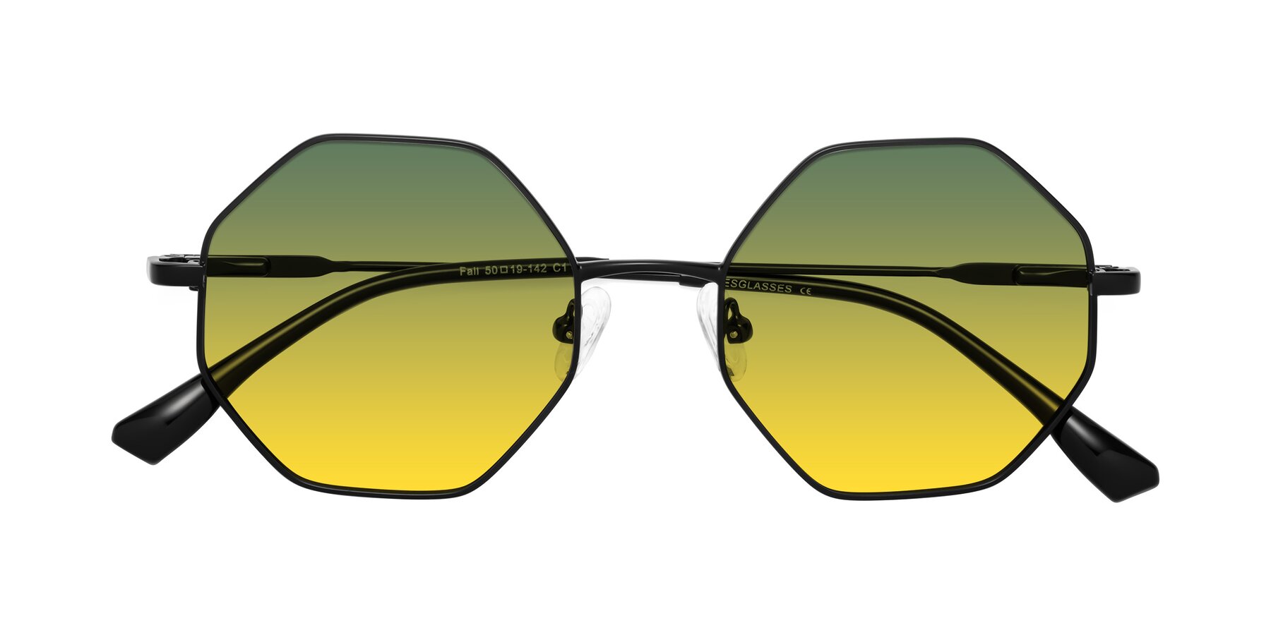 Folded Front of Fall in Black with Green / Yellow Gradient Lenses