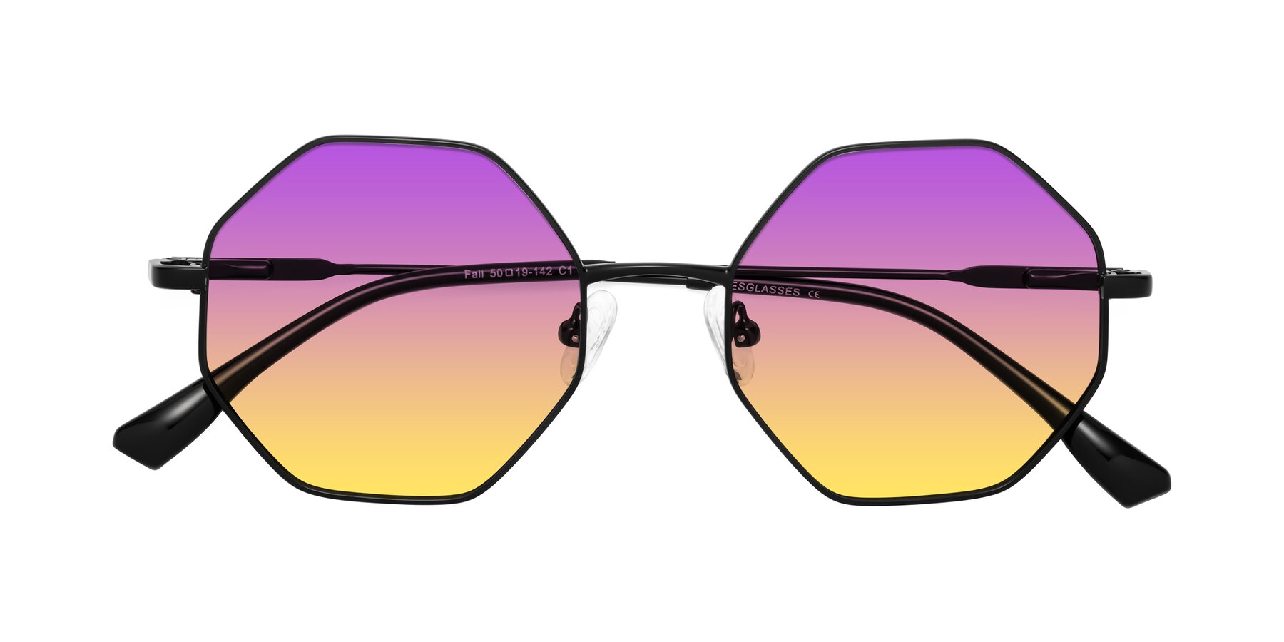 Folded Front of Fall in Black with Purple / Yellow Gradient Lenses