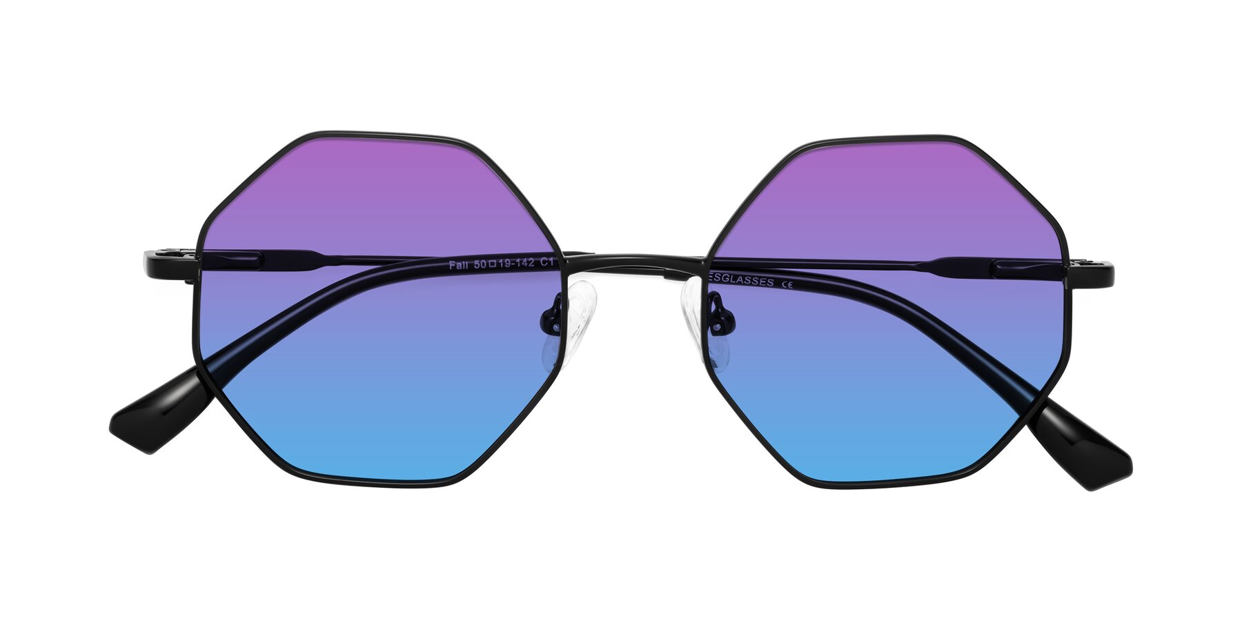 Folded Front of Fall in Black with Purple / Blue Gradient Lenses