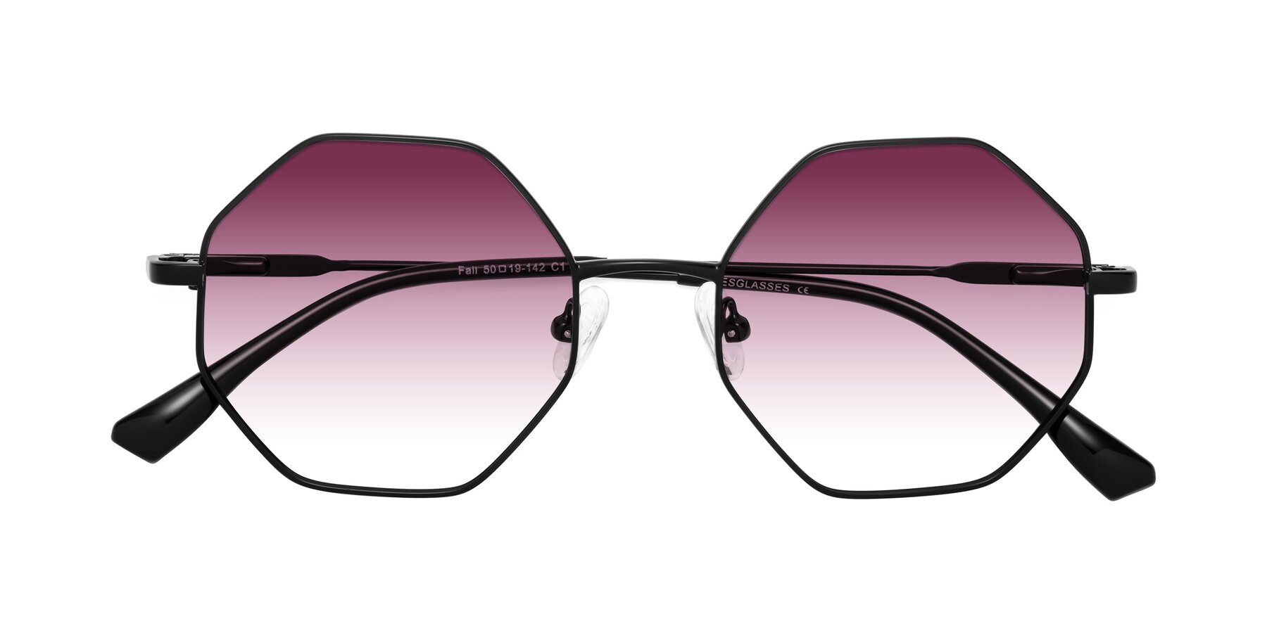 Folded Front of Fall in Black with Wine Gradient Lenses