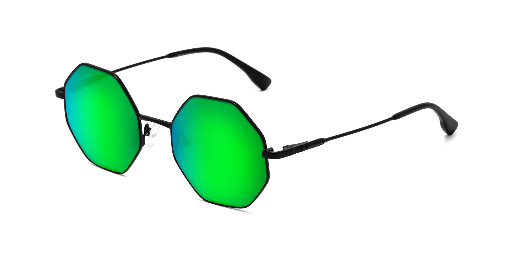 Angle of Fall in Black with Green Mirrored Lenses