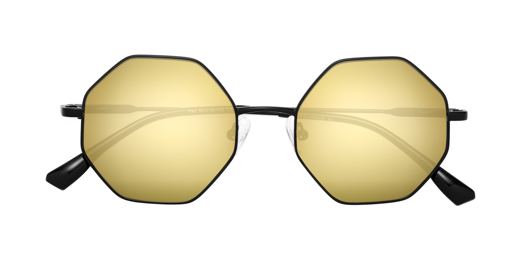 Folded Front of Fall in Black with Gold Mirrored Lenses