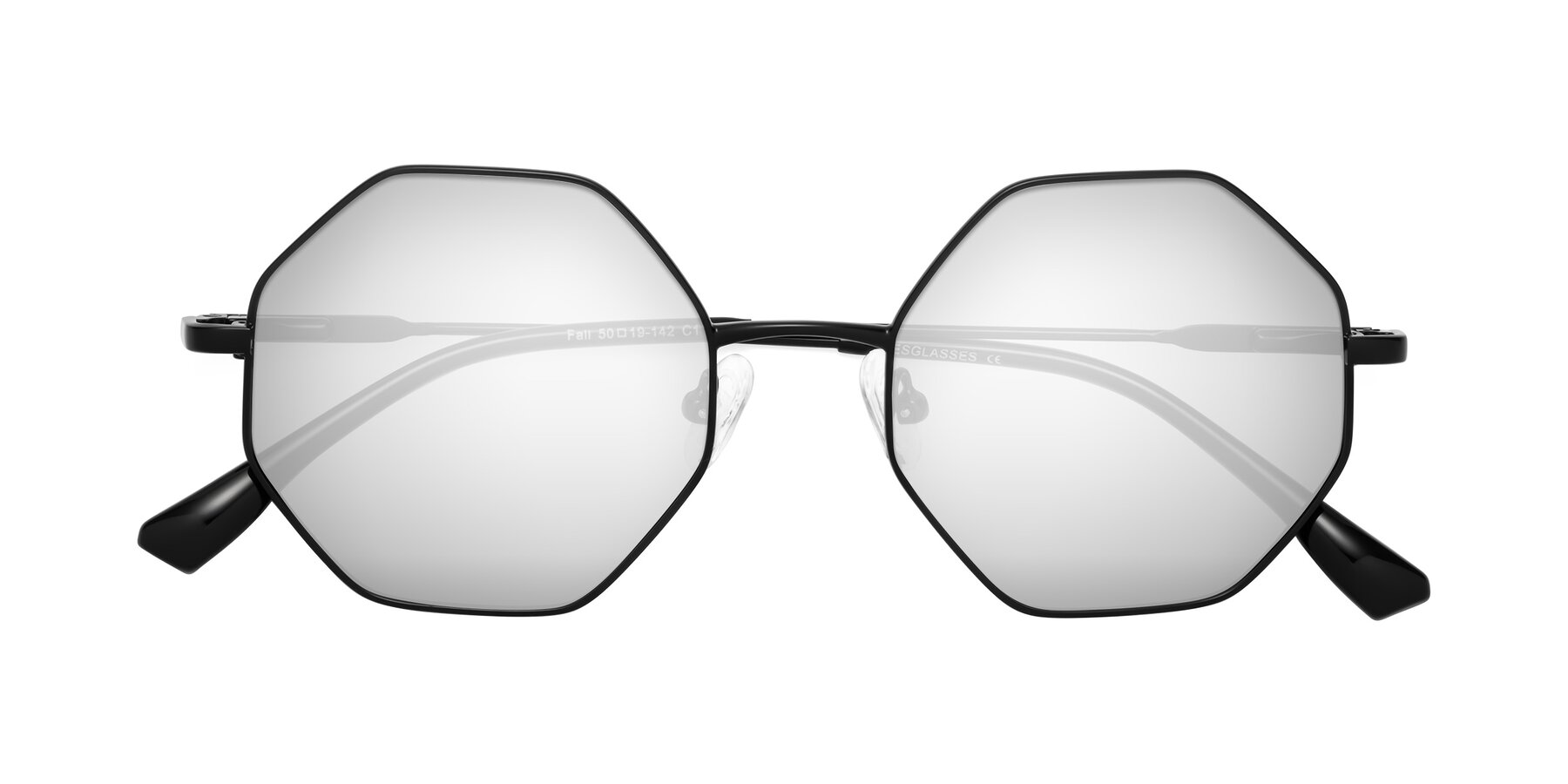 Folded Front of Fall in Black with Silver Mirrored Lenses