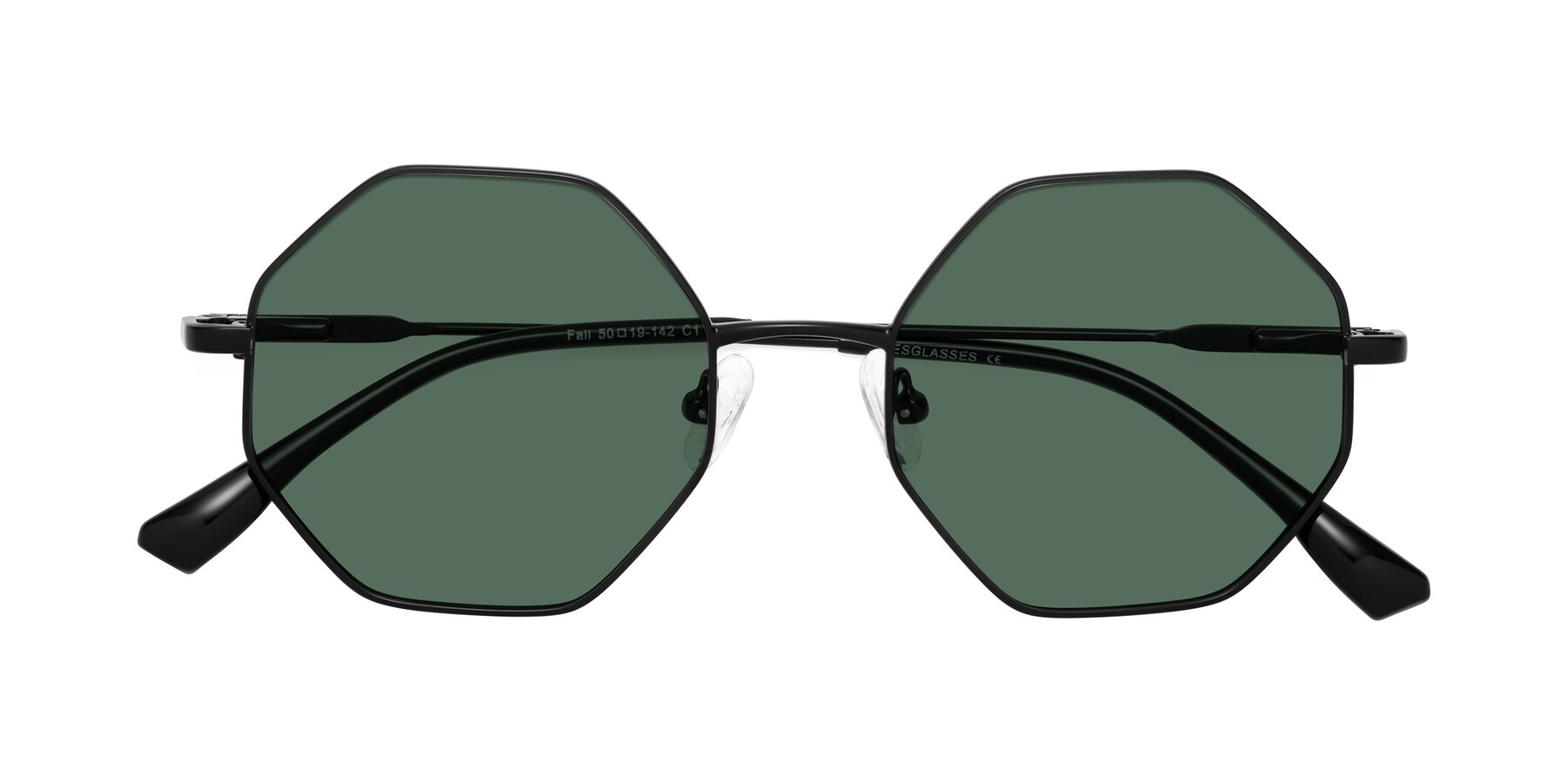 Folded Front of Fall in Black with Green Polarized Lenses