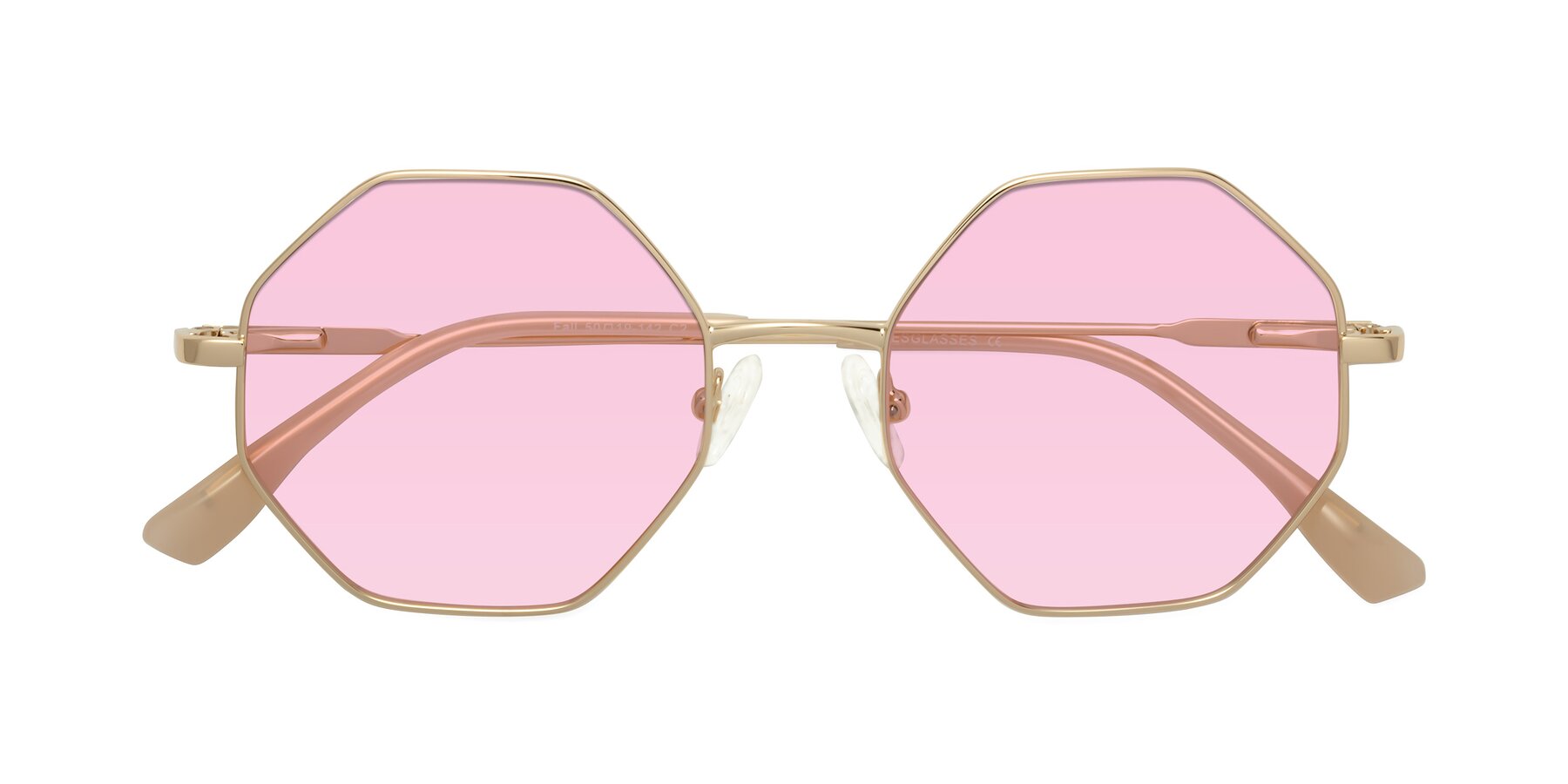 Folded Front of Fall in Gold with Light Pink Tinted Lenses