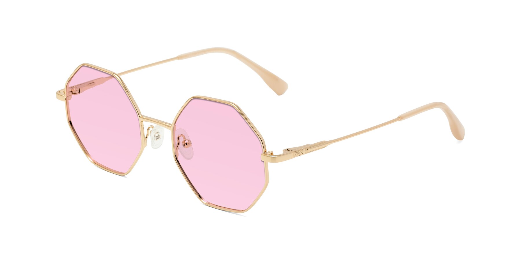 Angle of Fall in Gold with Light Pink Tinted Lenses