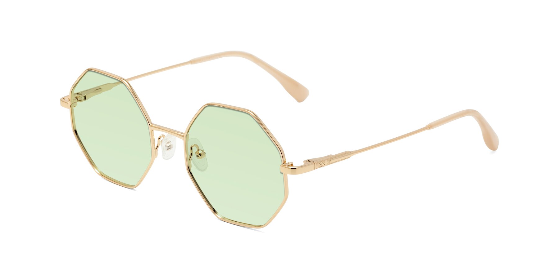 Angle of Fall in Gold with Light Green Tinted Lenses