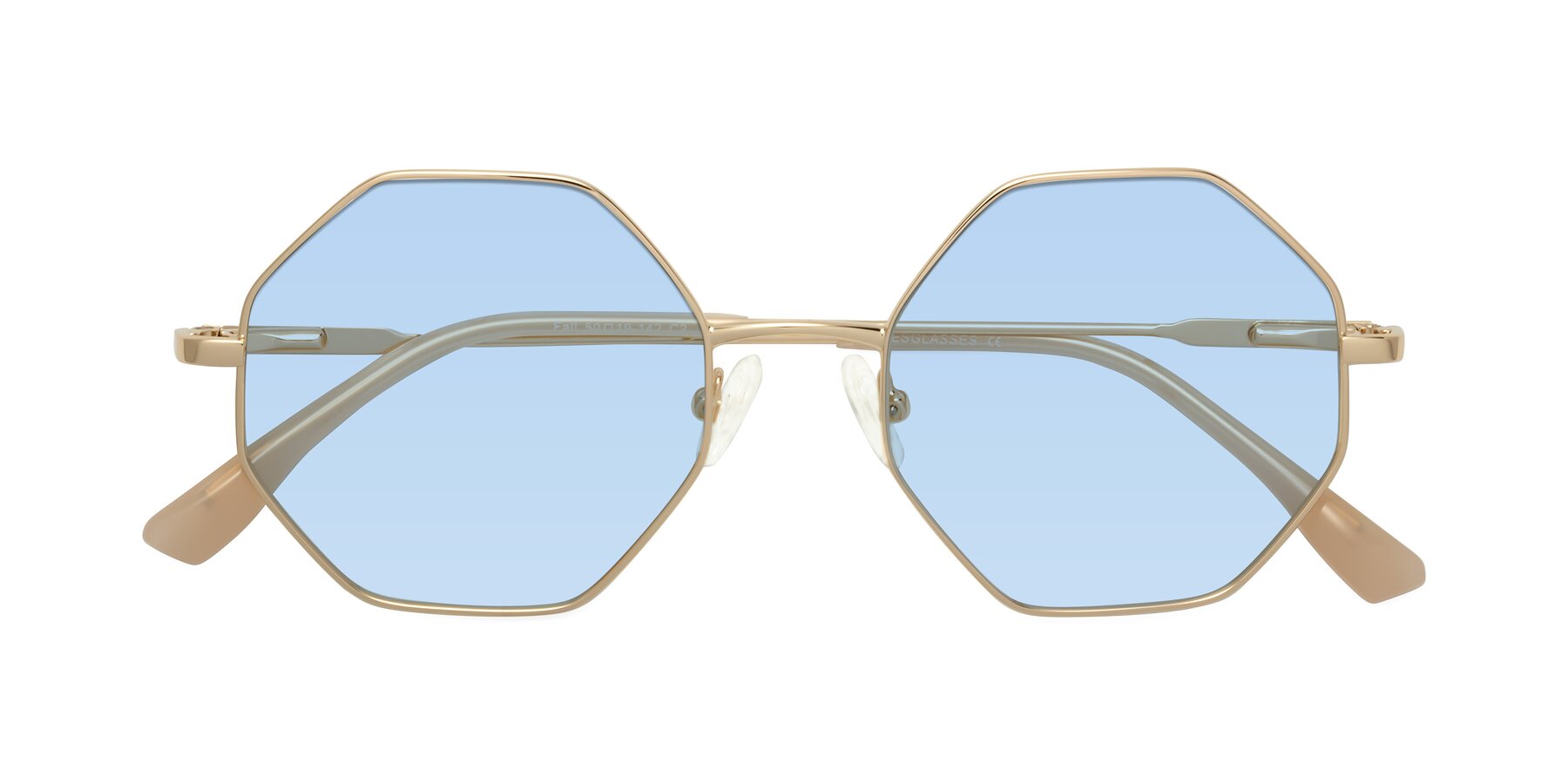 Folded Front of Fall in Gold with Light Blue Tinted Lenses