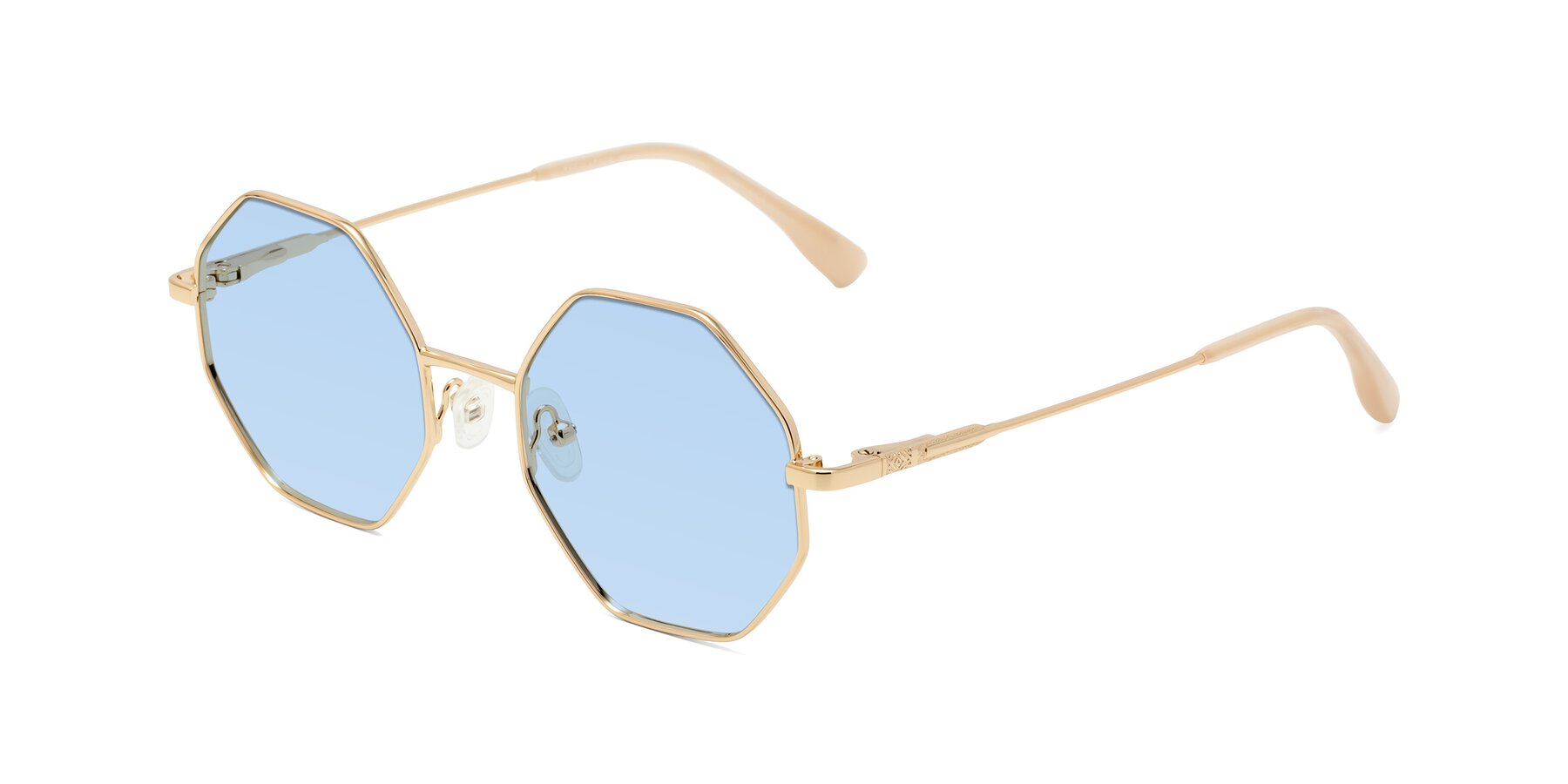 Angle of Fall in Gold with Light Blue Tinted Lenses