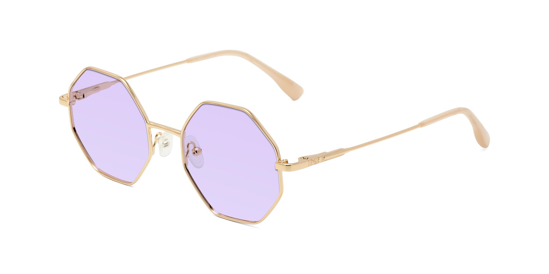 Angle of Fall in Gold with Light Purple Tinted Lenses