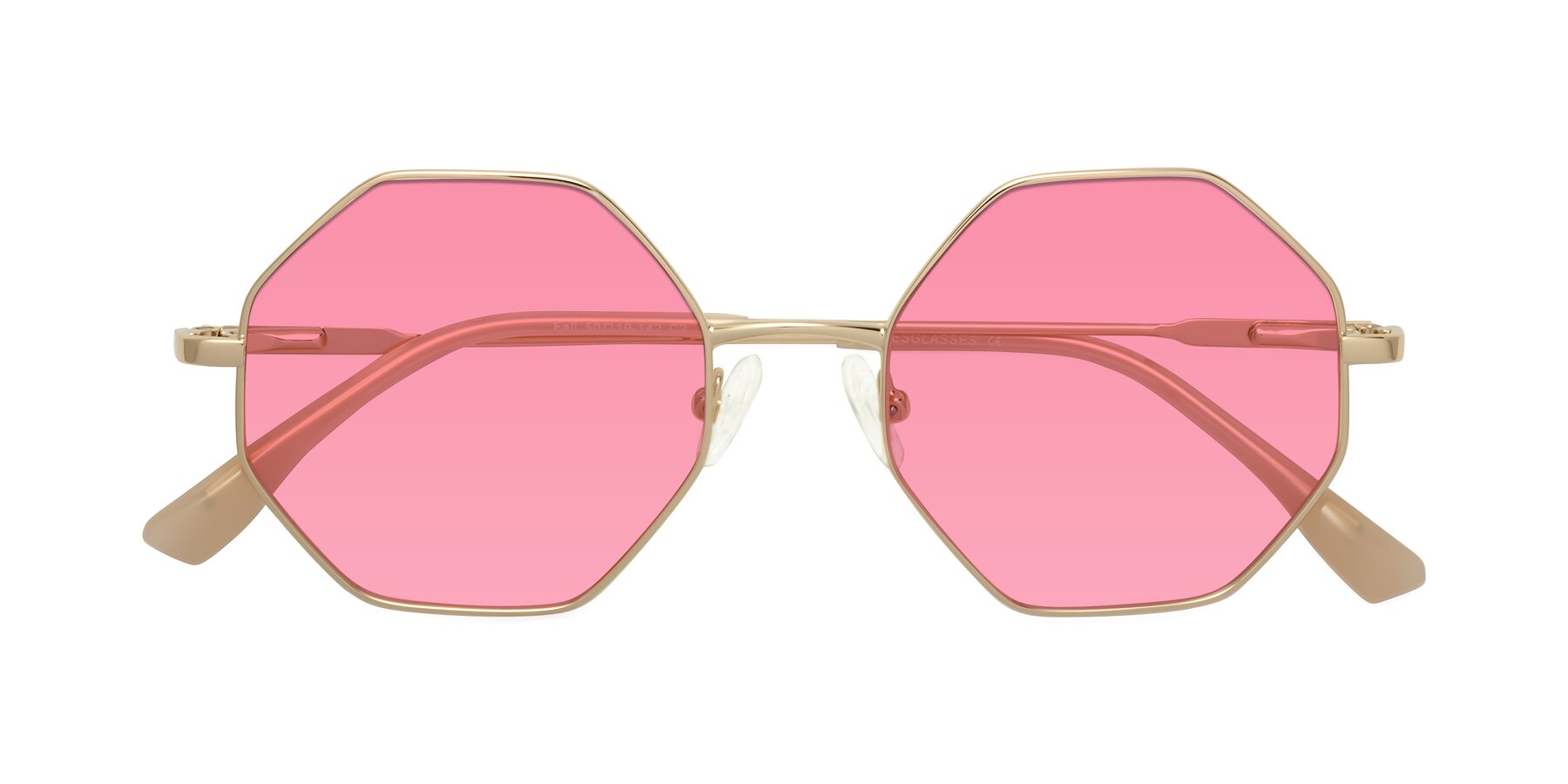 Folded Front of Fall in Gold with Pink Tinted Lenses