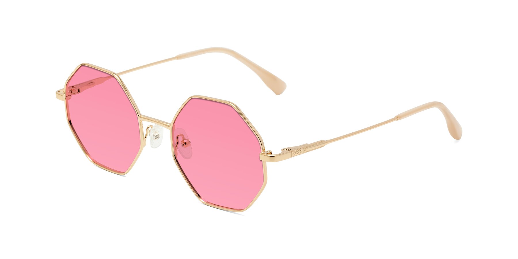 Angle of Fall in Gold with Pink Tinted Lenses