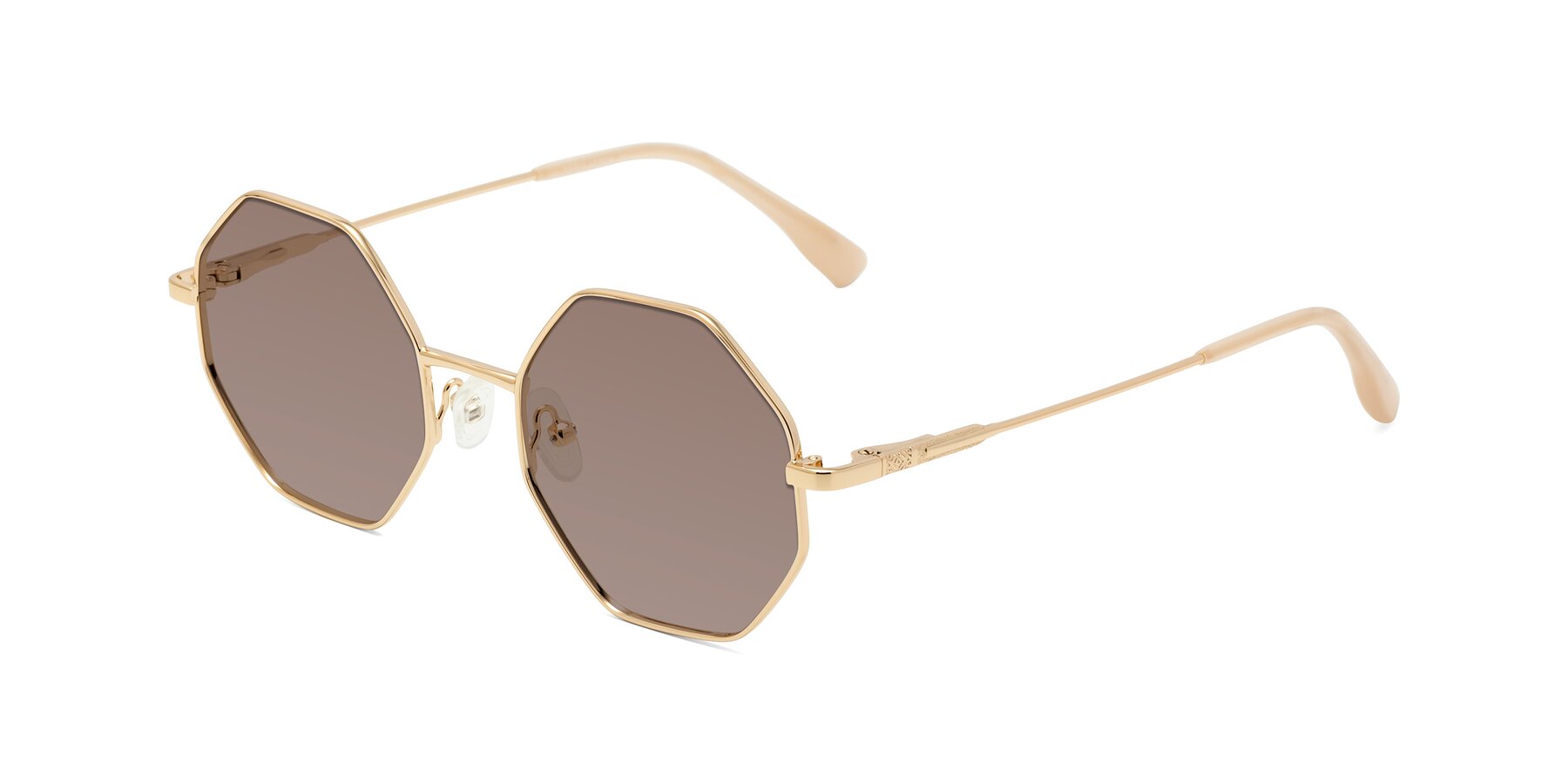 Angle of Fall in Gold with Medium Brown Tinted Lenses