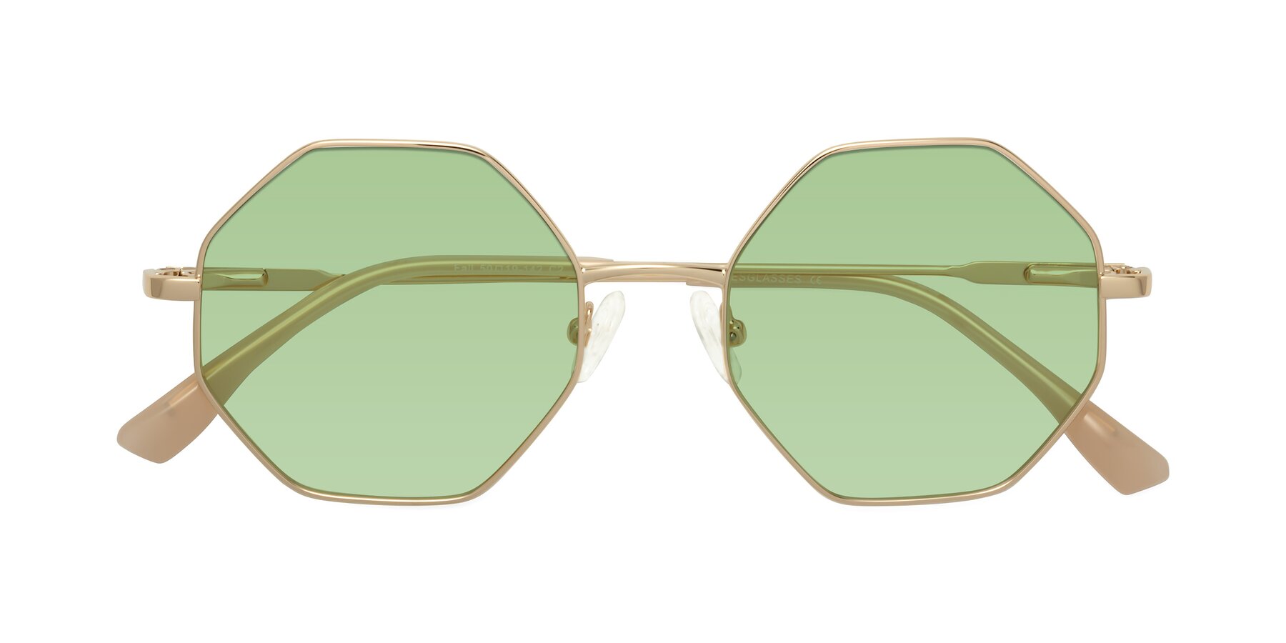 Folded Front of Fall in Gold with Medium Green Tinted Lenses