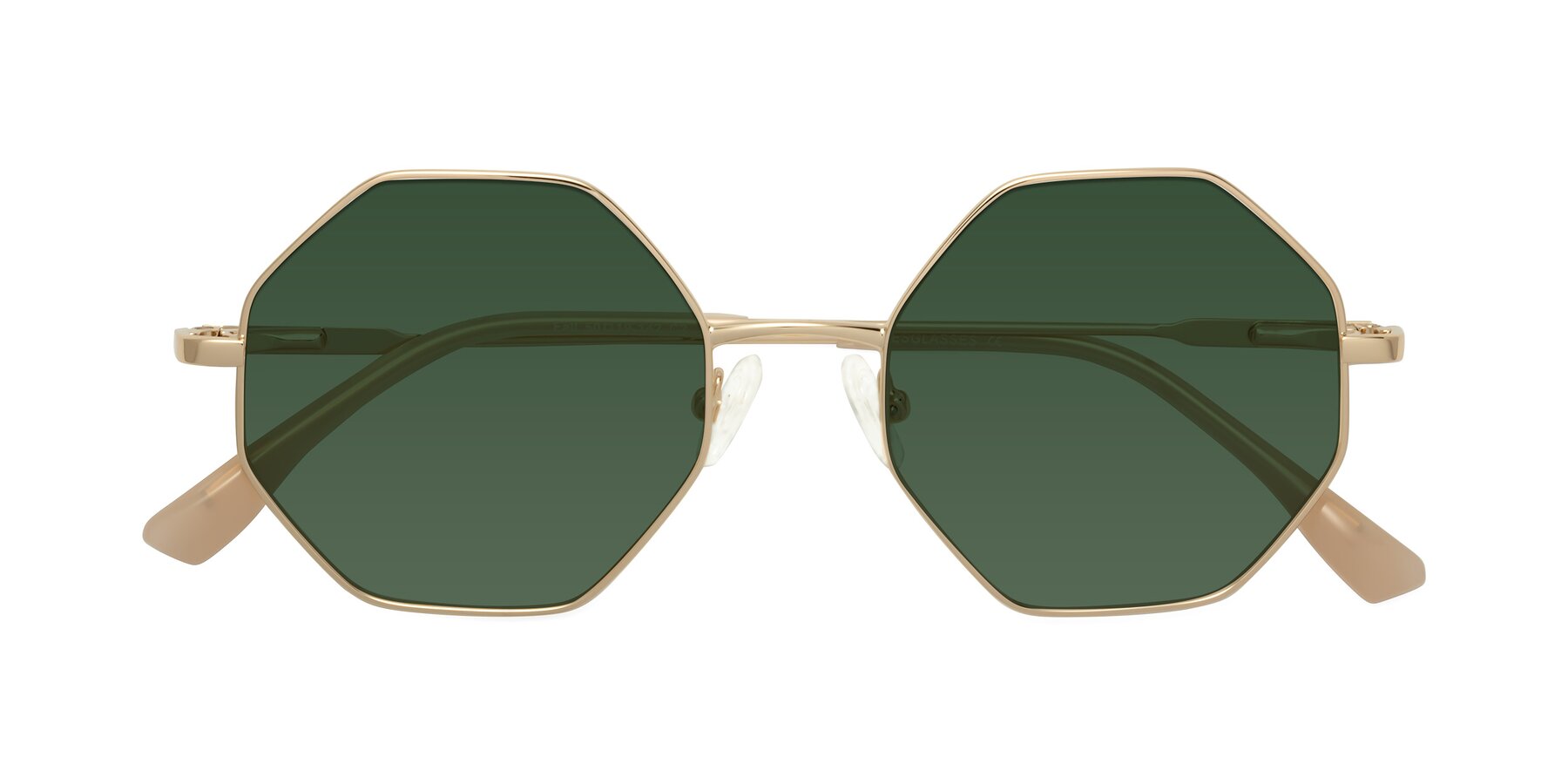 Folded Front of Fall in Gold with Green Tinted Lenses