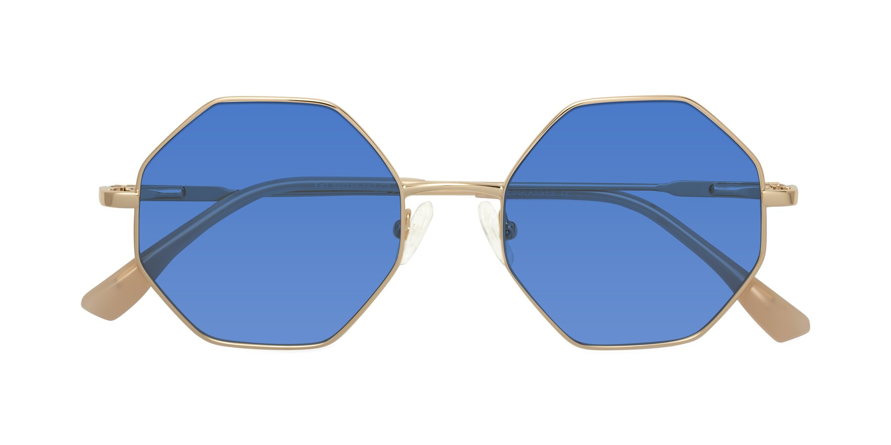 Folded Front of Fall in Gold with Blue Tinted Lenses