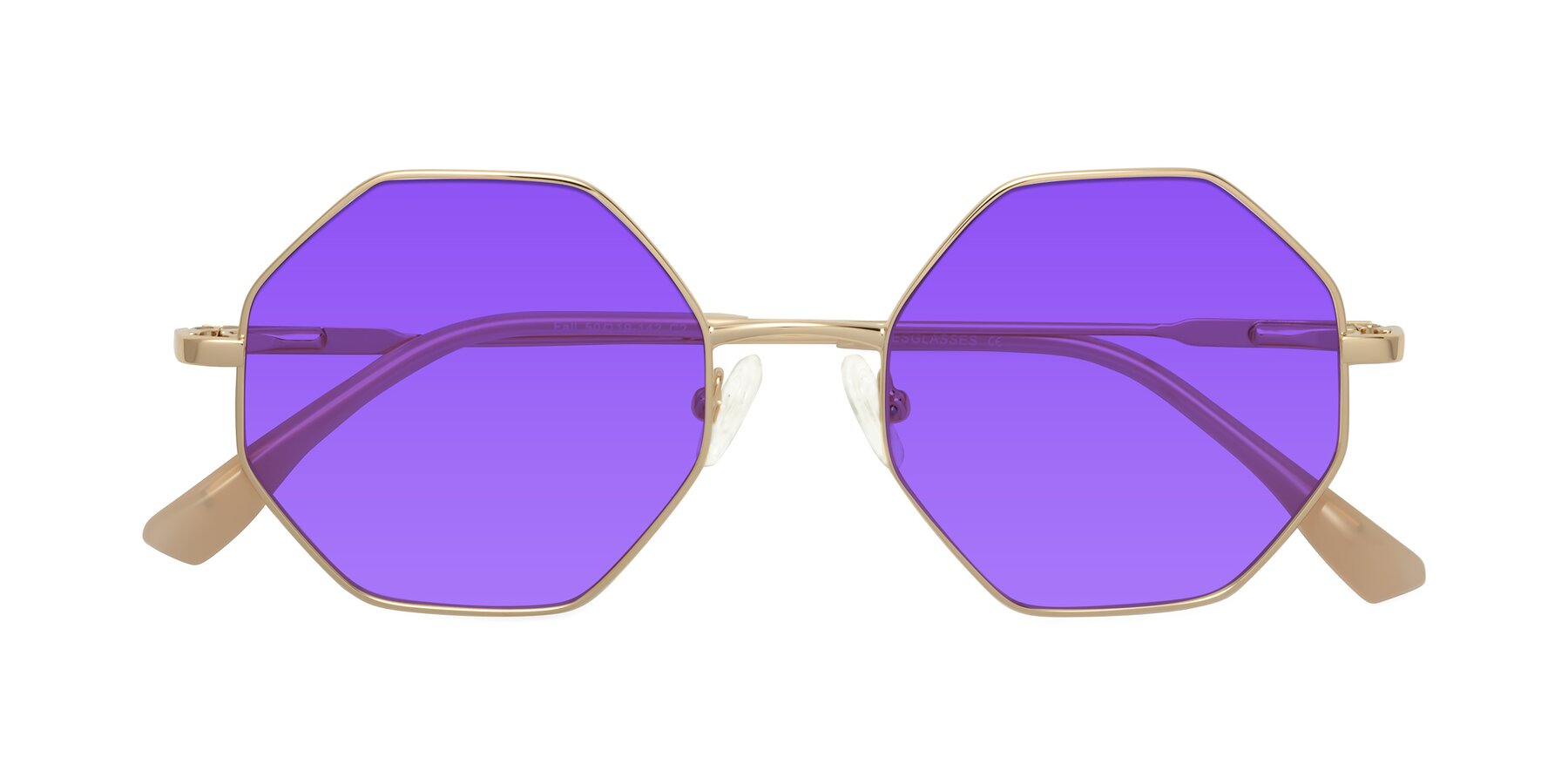 Folded Front of Fall in Gold with Purple Tinted Lenses