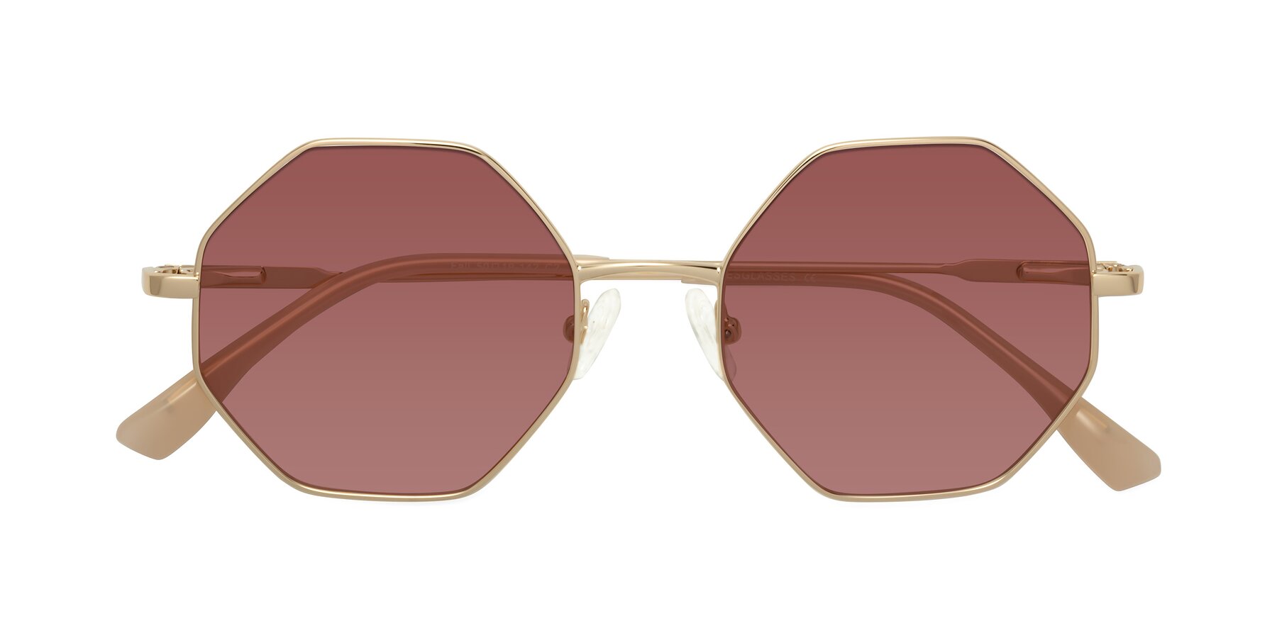 Folded Front of Fall in Gold with Garnet Tinted Lenses