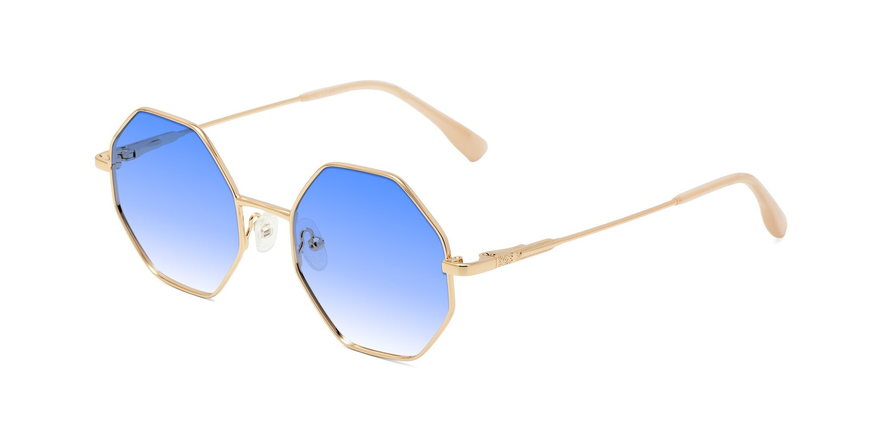 Angle of Fall in Gold with Blue Gradient Lenses