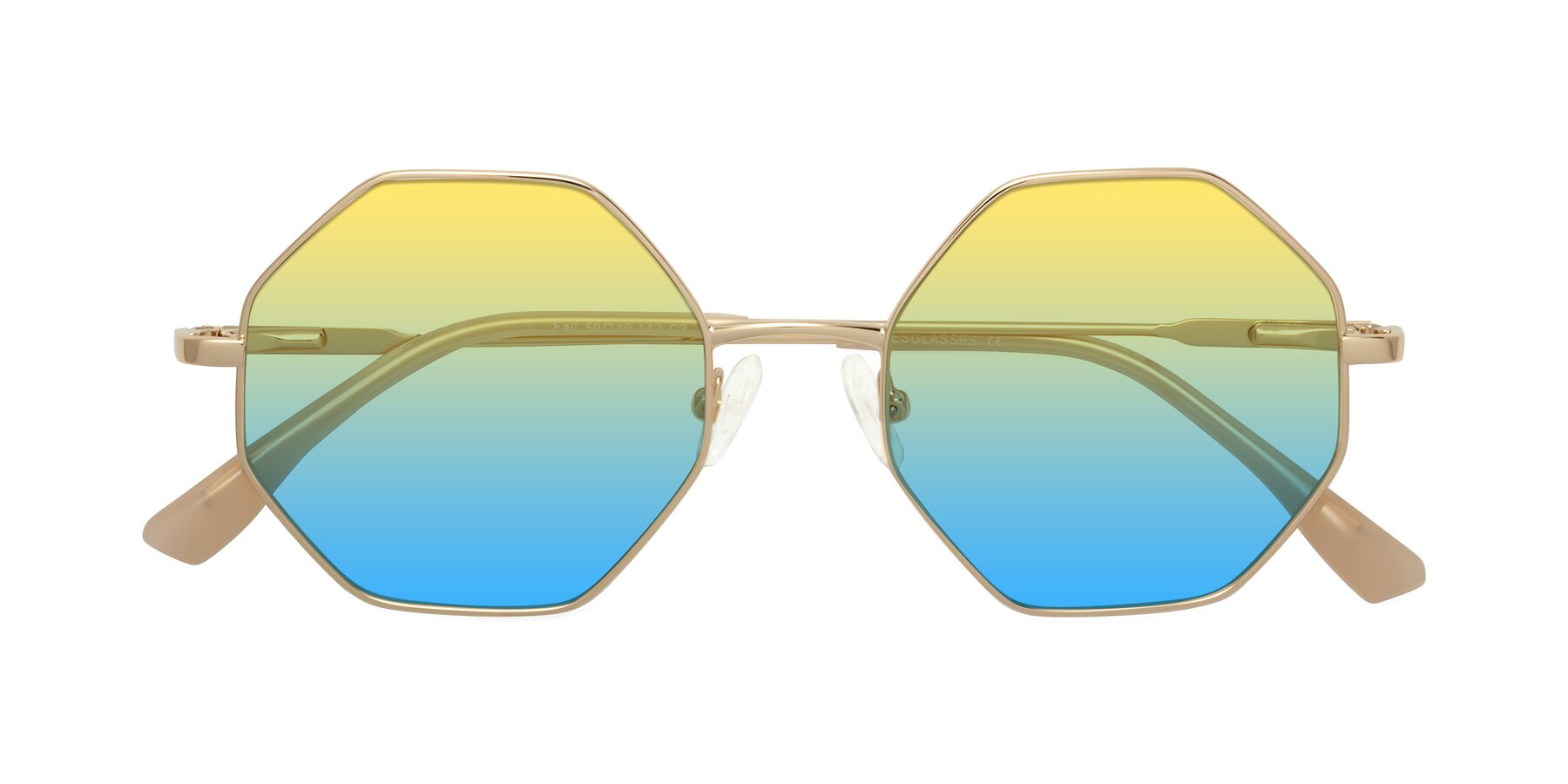 Folded Front of Fall in Gold with Yellow / Blue Gradient Lenses