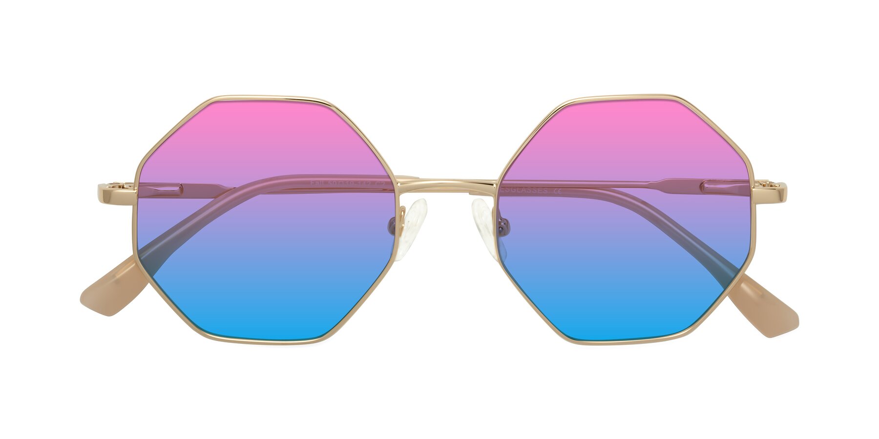 Folded Front of Fall in Gold with Pink / Blue Gradient Lenses