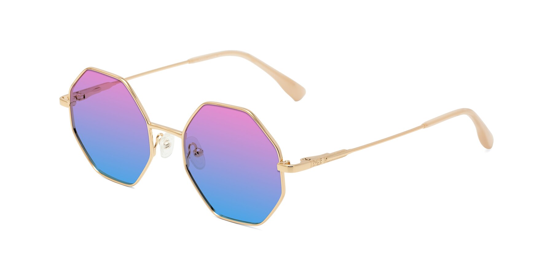 Angle of Fall in Gold with Pink / Blue Gradient Lenses