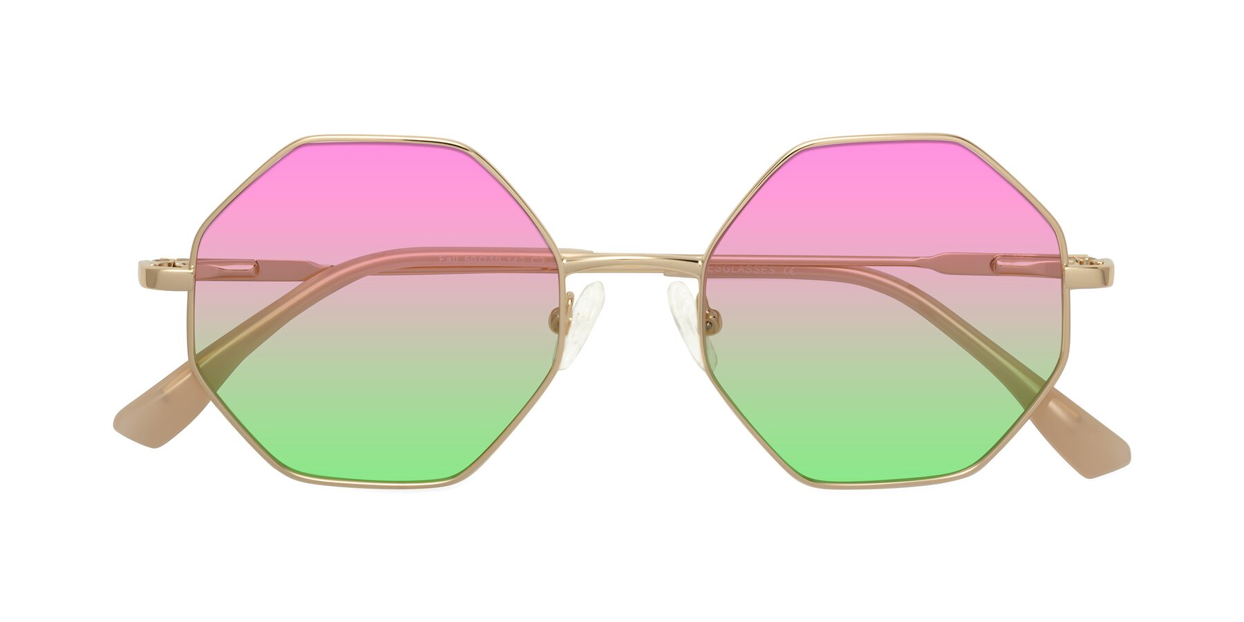 Folded Front of Fall in Gold with Pink / Green Gradient Lenses