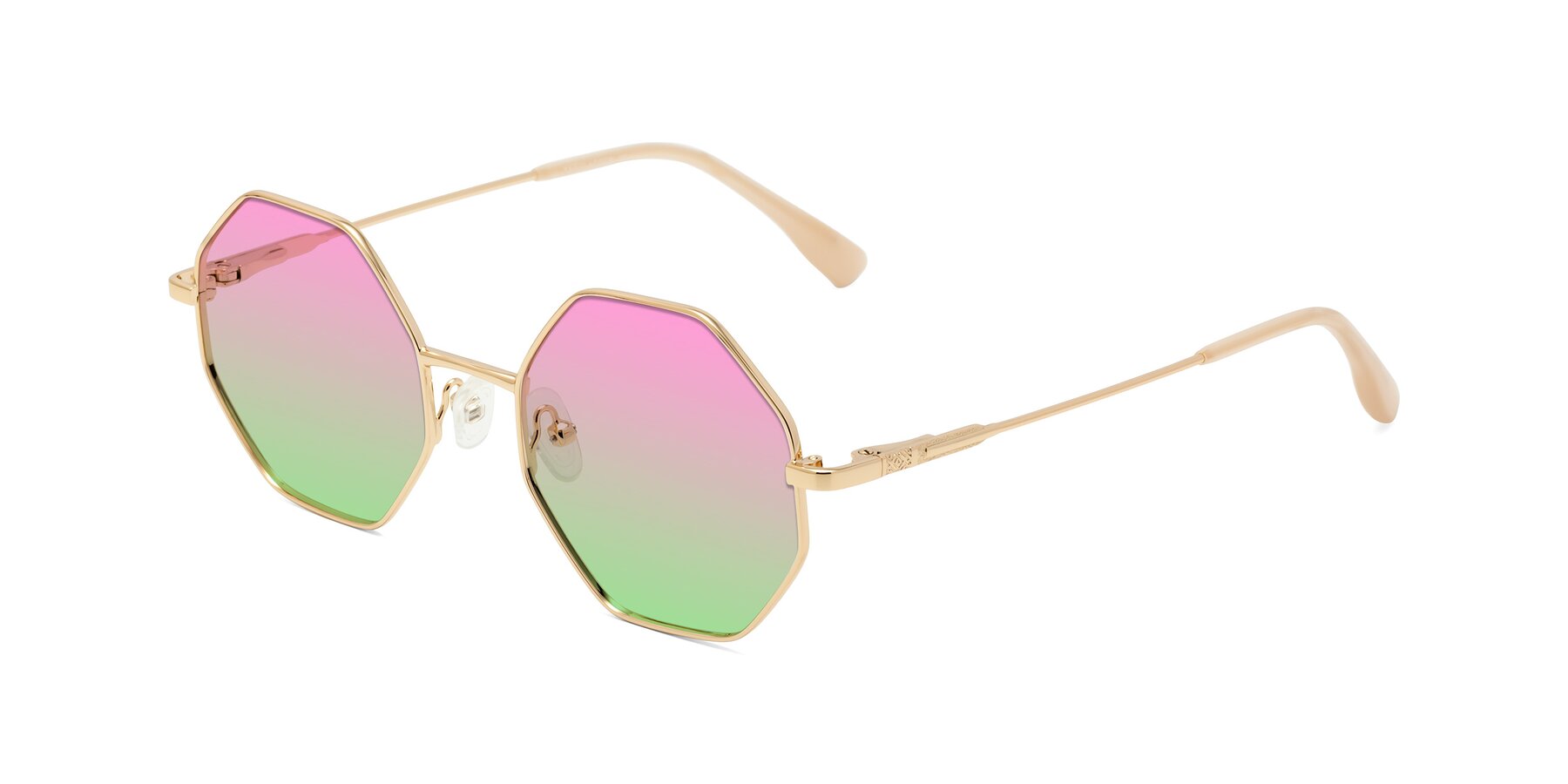 Angle of Fall in Gold with Pink / Green Gradient Lenses