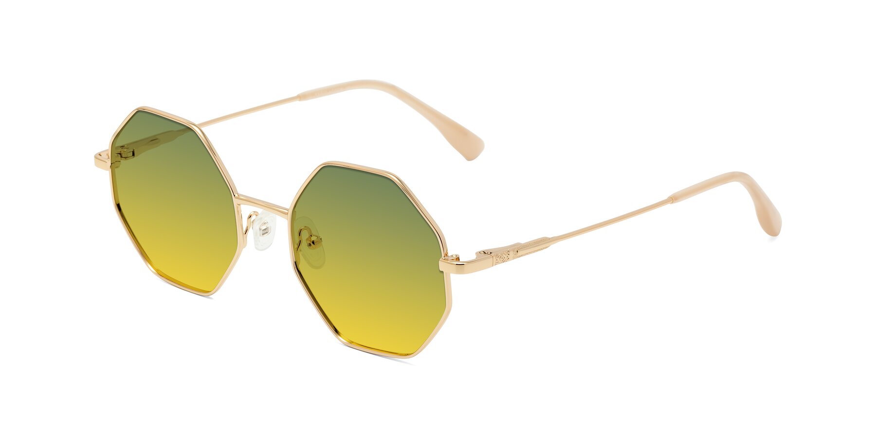 Angle of Fall in Gold with Green / Yellow Gradient Lenses