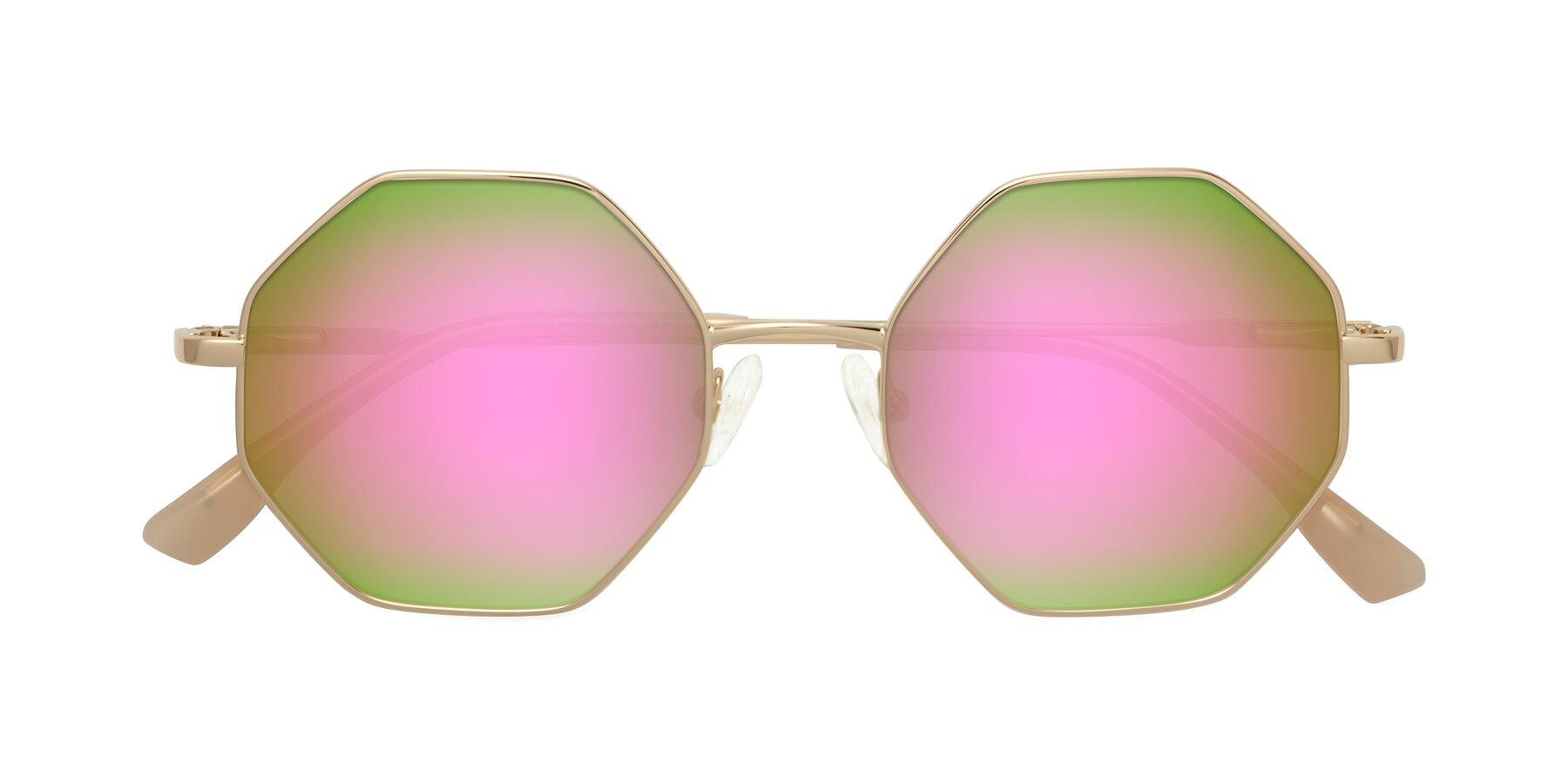 Folded Front of Fall in Gold with Pink Mirrored Lenses