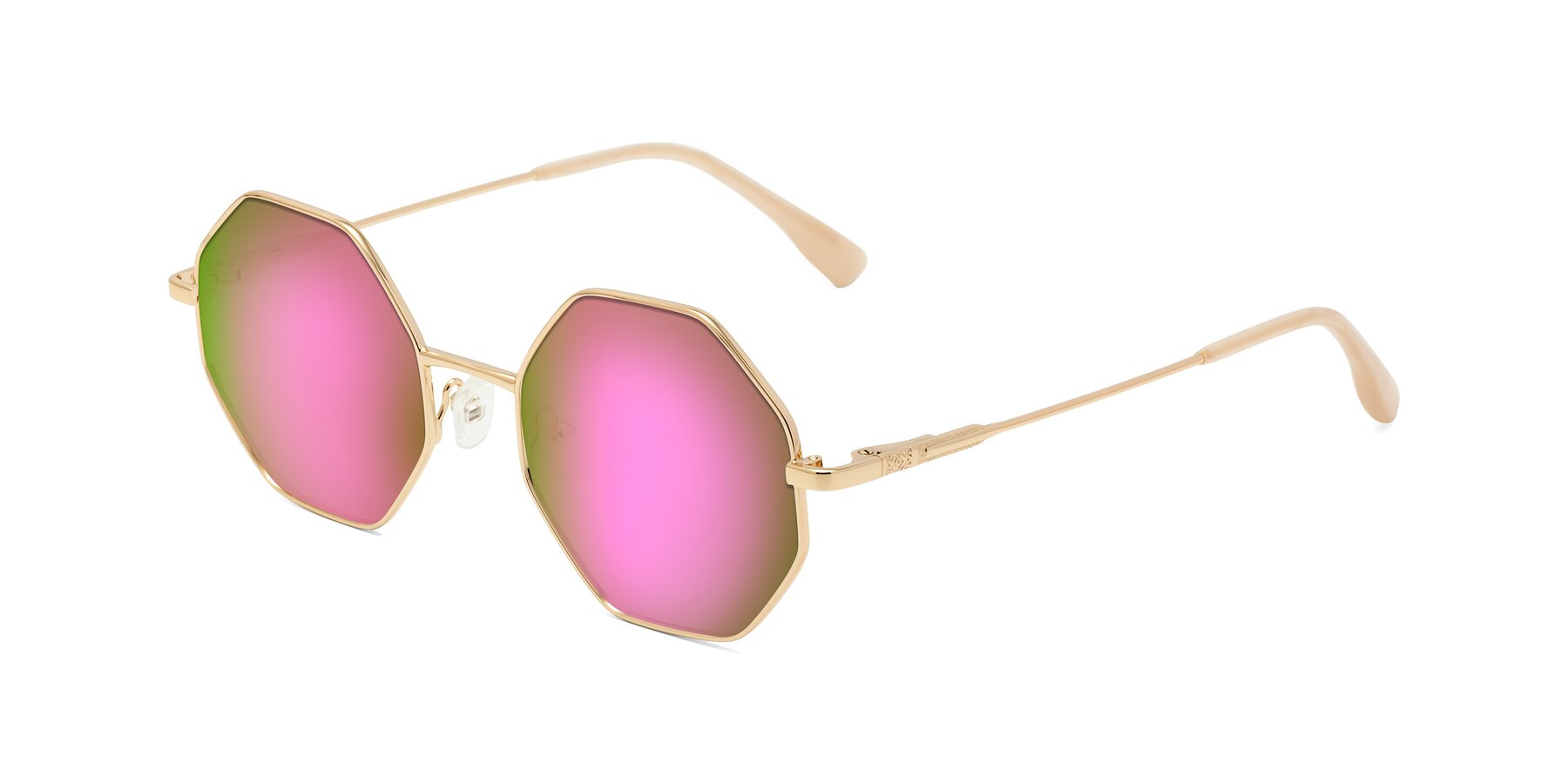 Angle of Fall in Gold with Pink Mirrored Lenses